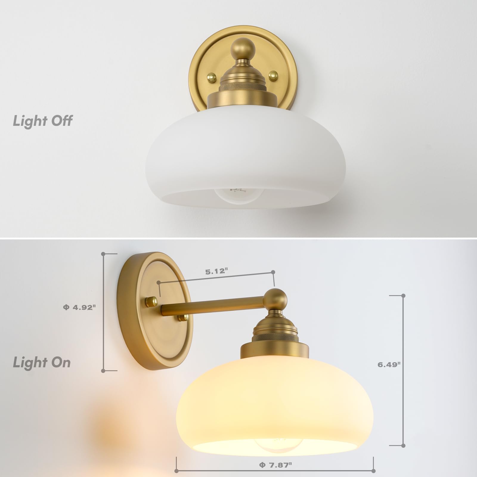 SongCiLT Vintage Industrial Wall Sconce with Milk White Glass Shade, 1-Light Fixture, Antique, Model SC-LWT305D1