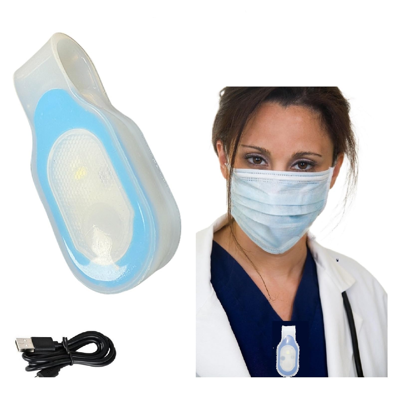 Generic LED Flashlight Clip - Rechargeable Hands-Free Night Light, Blue, Model LigHT8