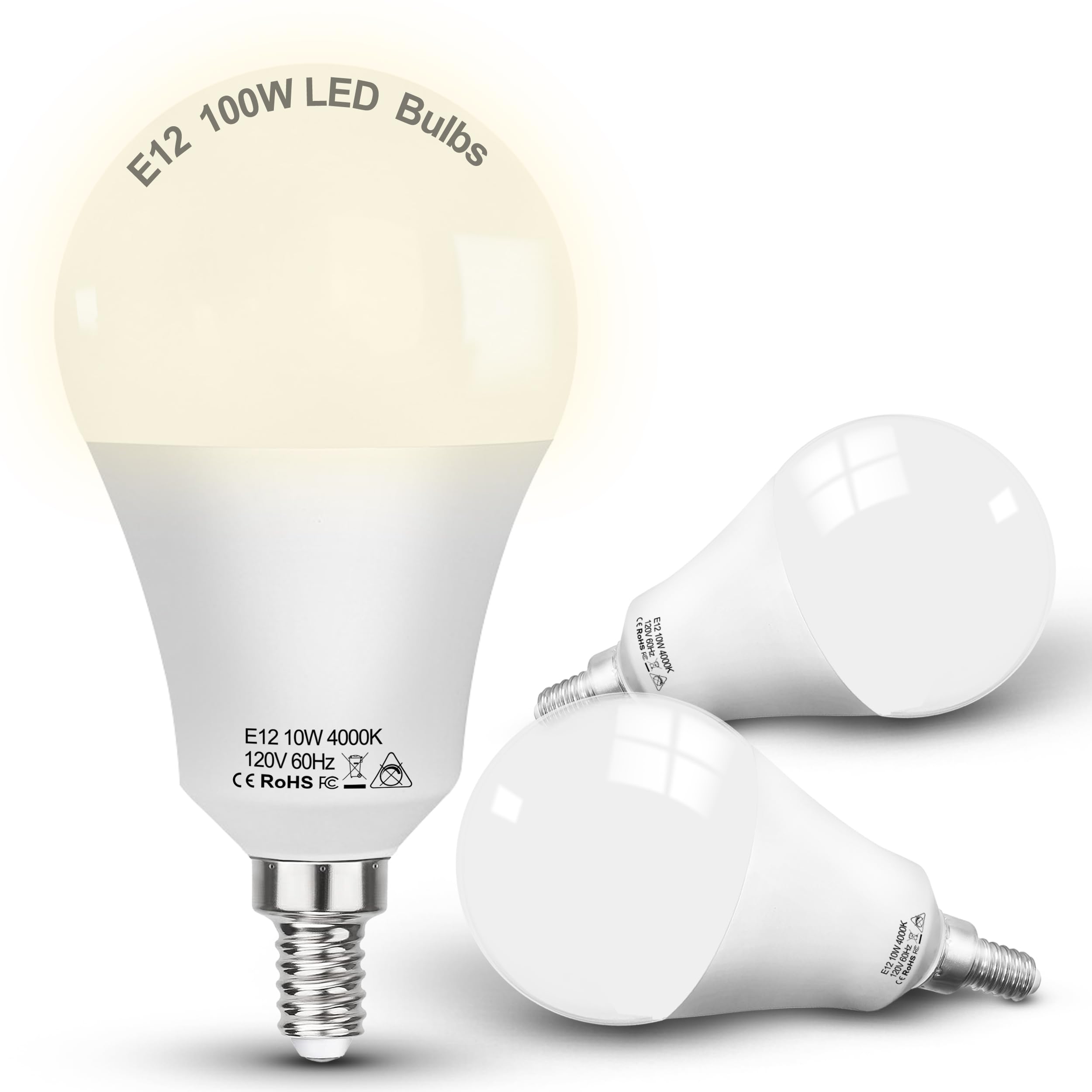 E12 A19 A60 Led Ceiling Fixture Light Bulbs 100 Watt Equivalent,Bright E12 Small Candelabra Screw Base Globe Shape Led Chandelie