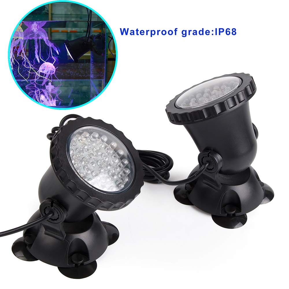Color Changing Spotlights, Underwater LED Pond Lights, IP68 Waterproof RGB Colored Memory Dimmable Yard Spot Lights for Outdoor