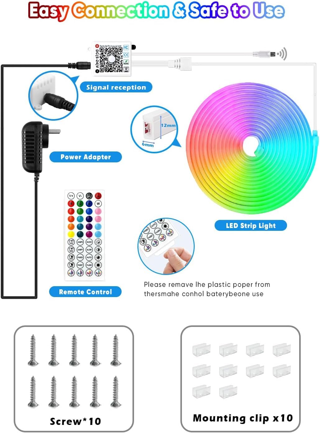 Led Neon Rope Lights 16.4Ft Music Sync Rgb+Ic Flexible Rope Color Changing Control With App/Remote Multiple Modes Ip67 Waterproof Neon Strip Lights For Bedroom Outdoors Indoor