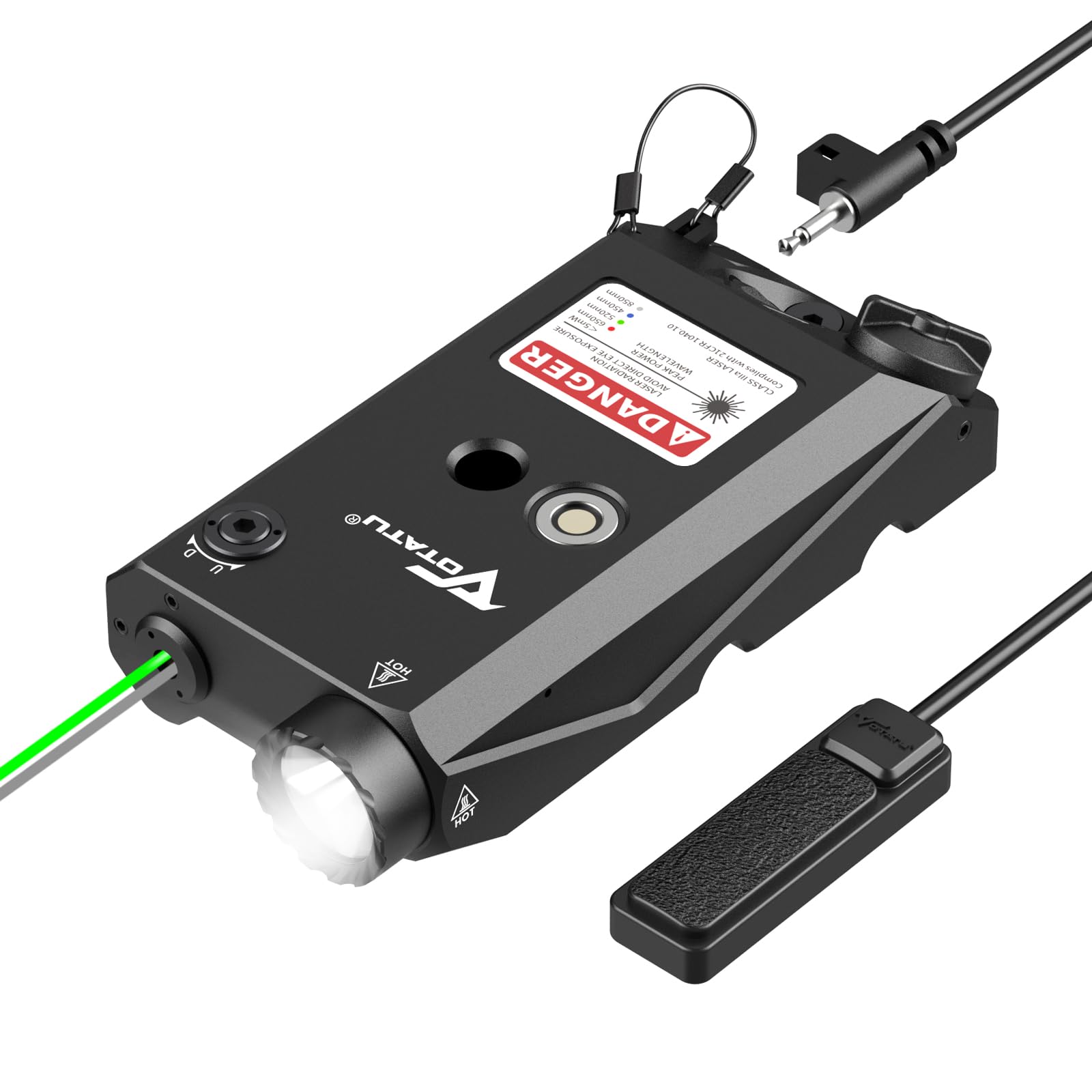 VOTATU V840 Green Laser/Light/IR Combo  1500 Lumens Tactical Flashlight Laser for Sporting Equipment and Carbine Compatible with M-LOK Picatinny Rail  Pressure Switch and USB Magnetic Rechargeable