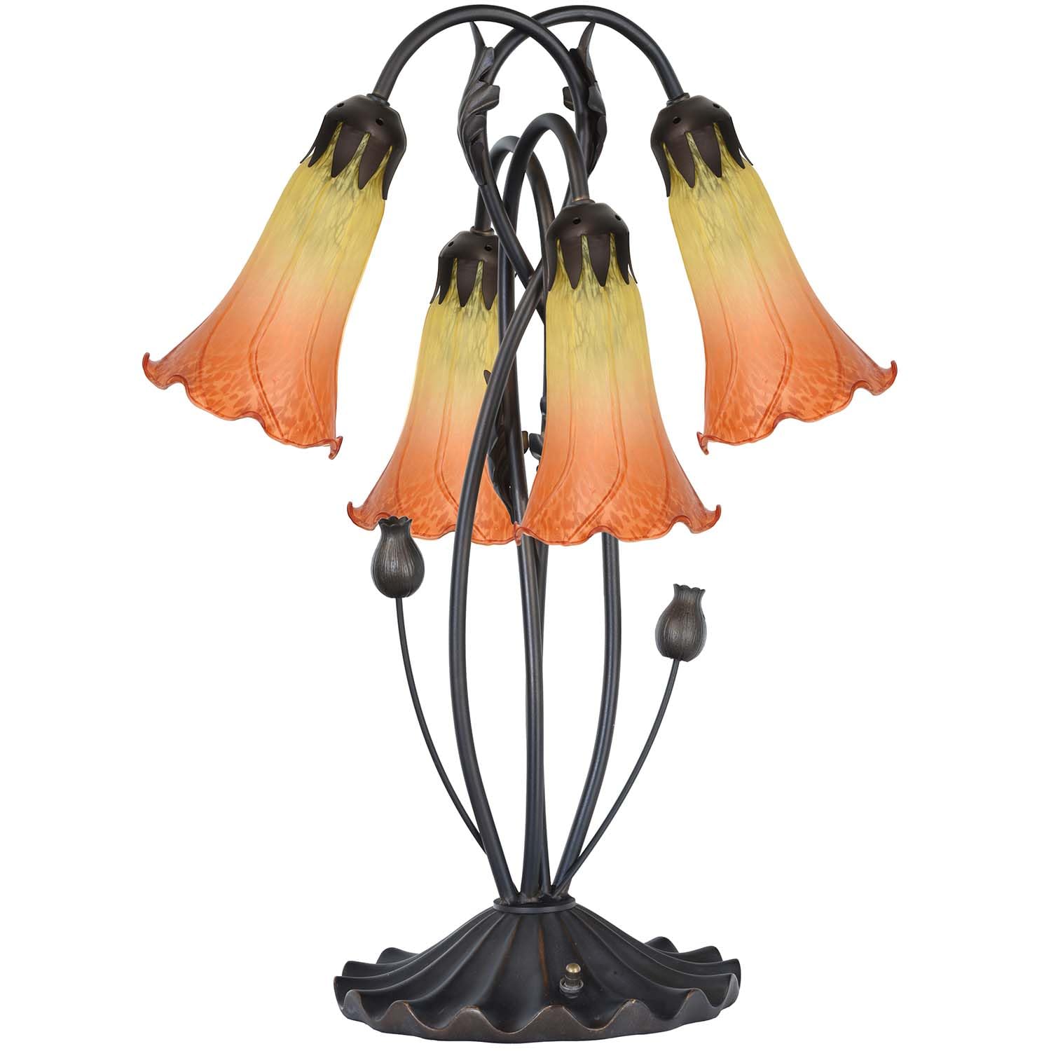 Bieye LS11 Large Lily Flower Blown Glass Lampshade - Yellow Orange, I.D. 1.26" x O.D. 1.5"