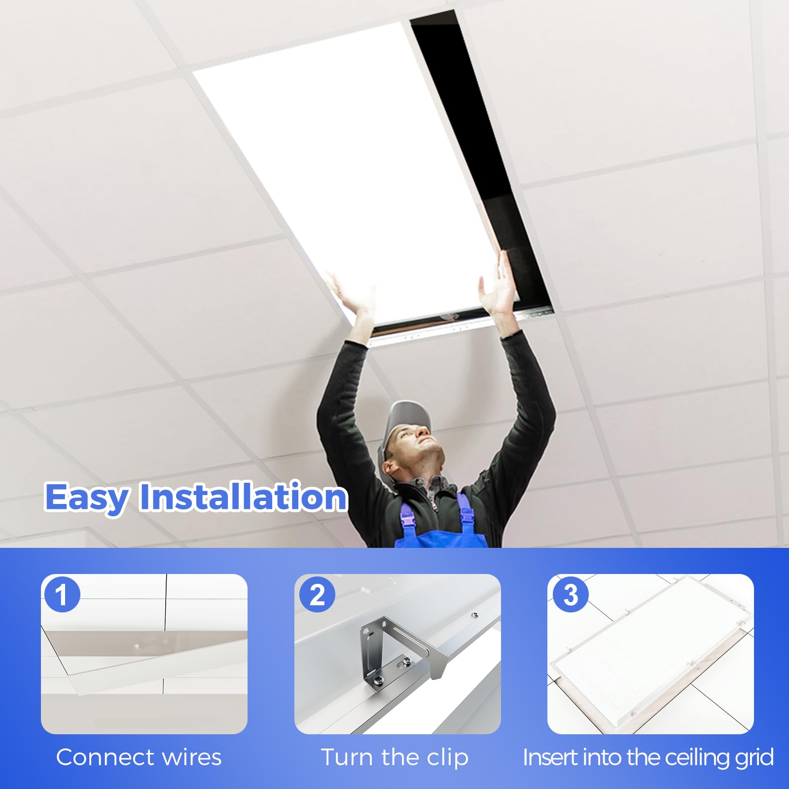 Aikvsxer 2 Pack 2X4 Led Flat Panel Light - Selectable 5 Cct 3000K-6500K & 5 Wattage 30-70W 6600Lm 0-10V Dimmable 2 X 4 Led Drop