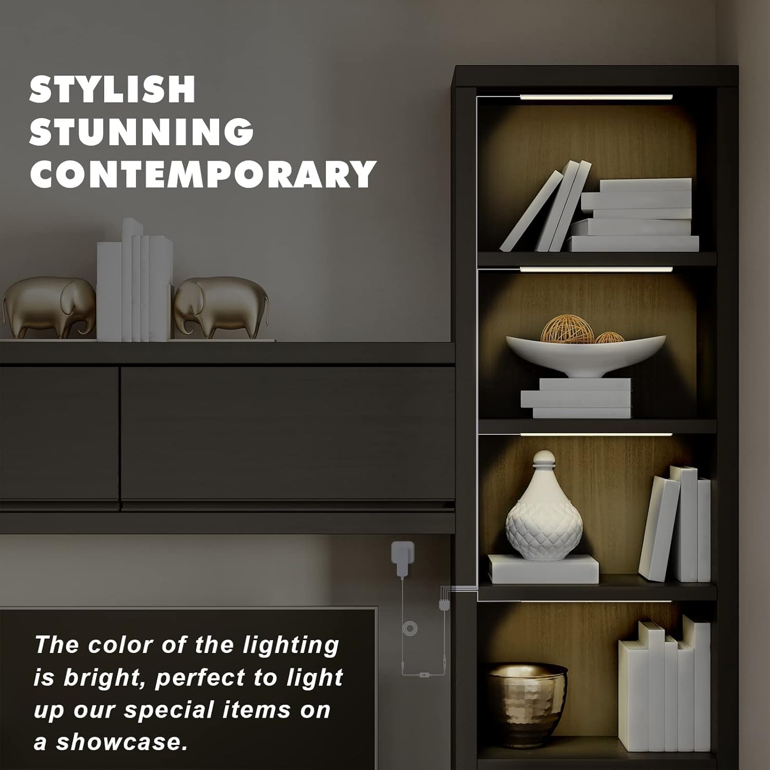 Jusjubr 4X12 Inch Natural White 4500K Shelf Lights  Dimmable Shelf Lighting With Memory Function  Ultra-Thin Black Led Light Bars For Cabinet  Display Case And Bookshelf