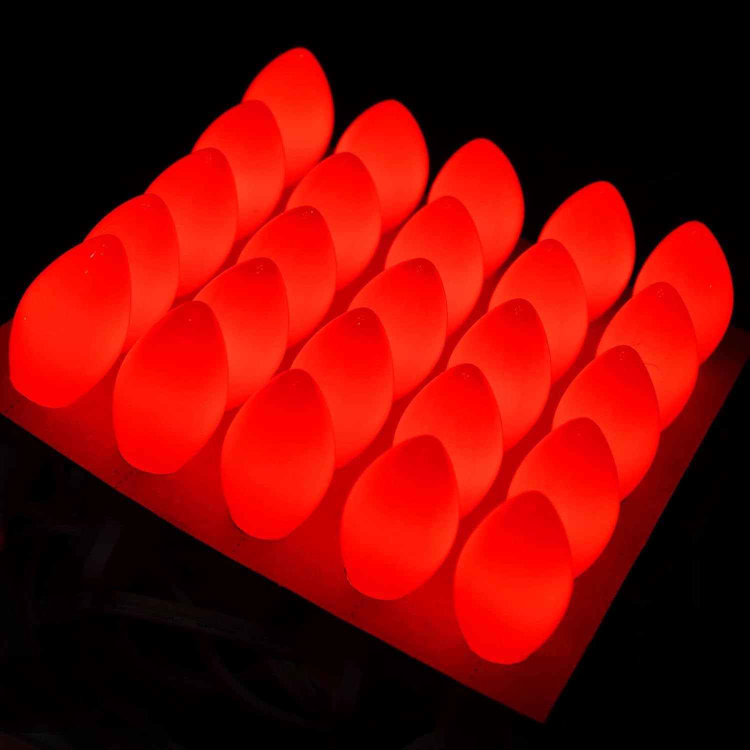 Sunsgne 25 Pack C7 Led Red Replacement Christmas Light Bulbs, 0.6W Led Plastic Vintage Night Light Bulbs For Christmas Indoor Ou