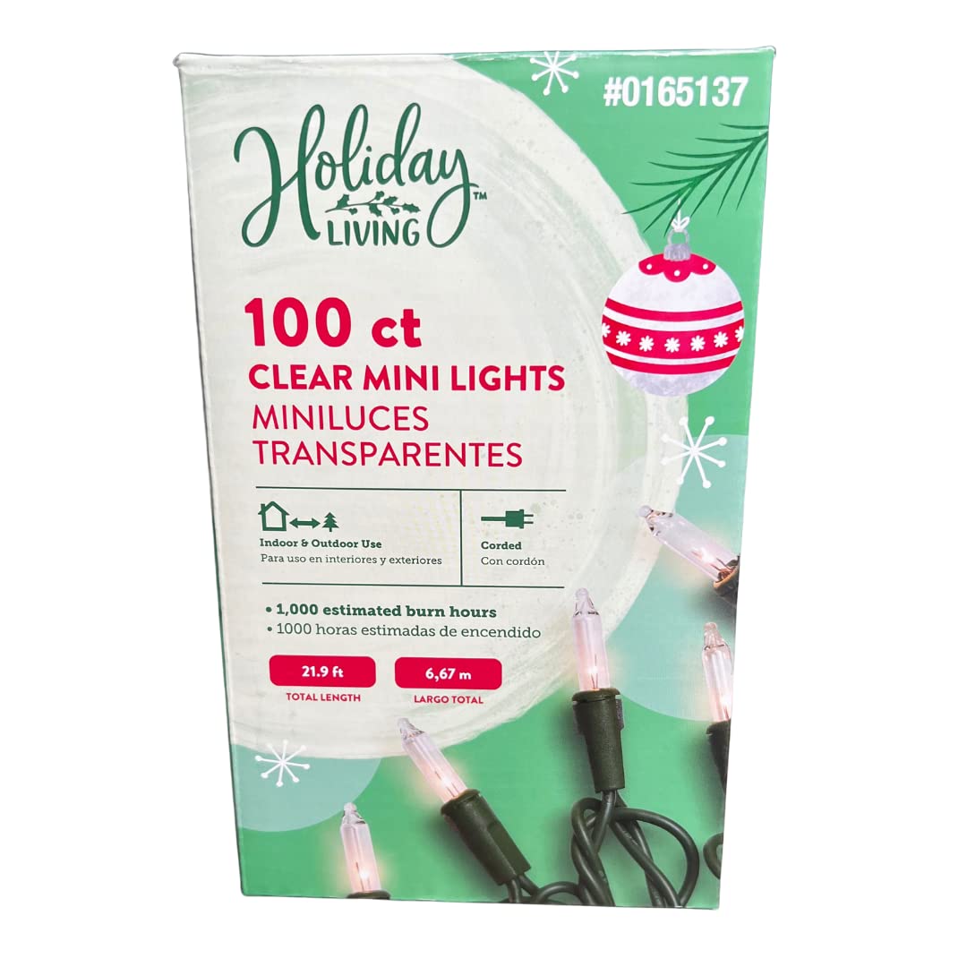Generic Holiday Living Mini Lights - 100 ct. Clear Bulbs, 21.9 ft. Length, Multicolor