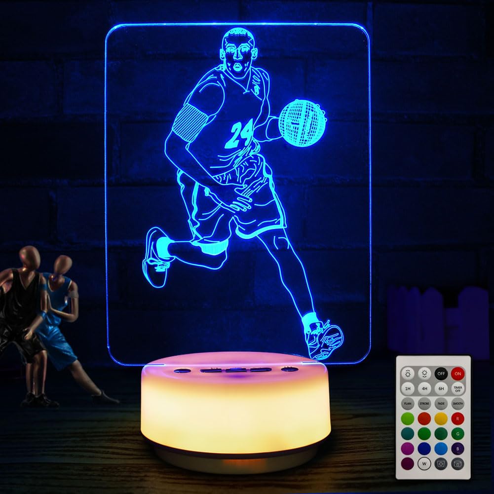 HYODREAM Basketball Night Light, LED Lamp with 14 Colors, Dimmable, Rechargeable, Remote Control, Modern Design for Kids, Adults