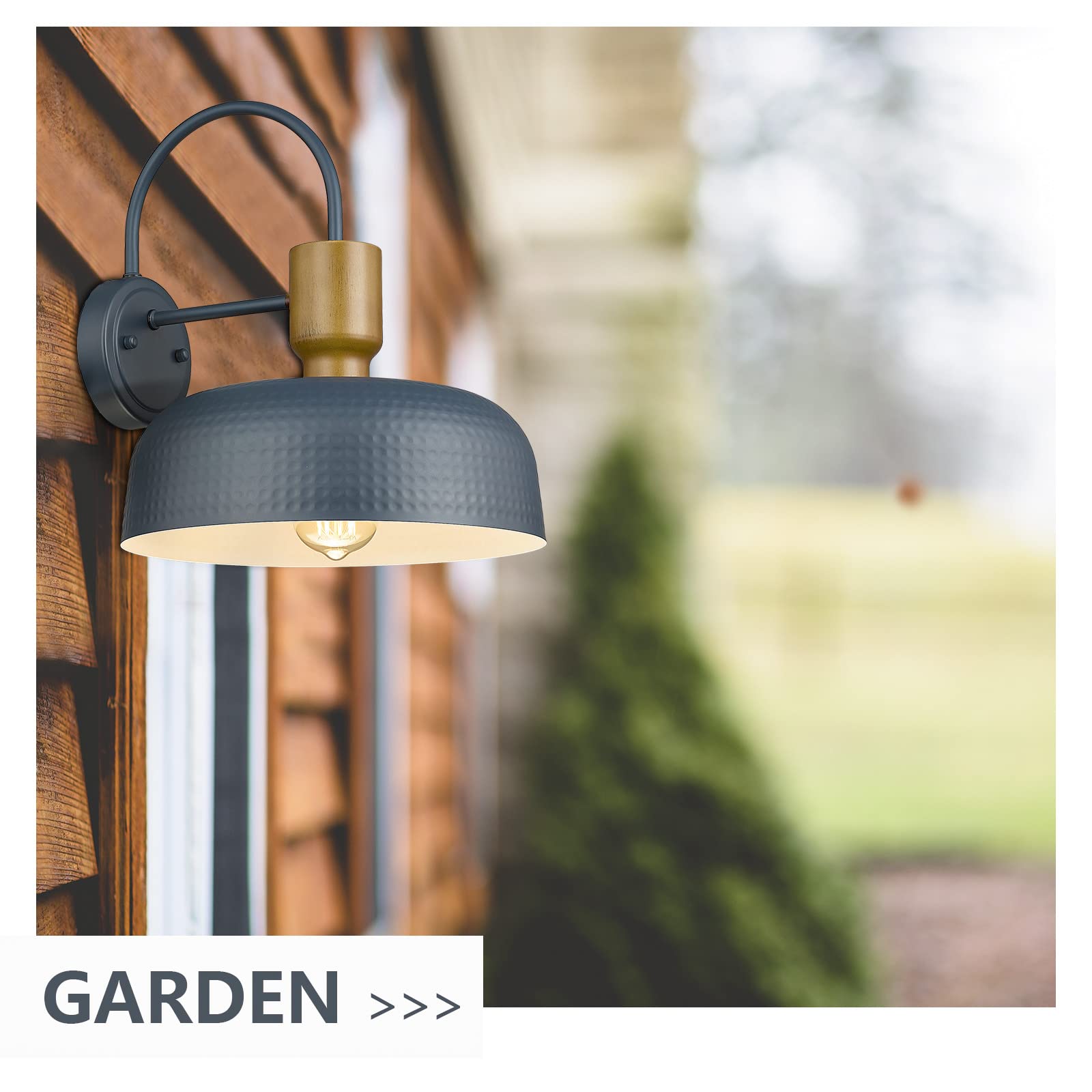 Darkaway Barn Light Fixture - Hammered Metal Shade Wall Sconce, 12.4" Blue, Indoor/Outdoor, Model 6G11B, 1 Pack