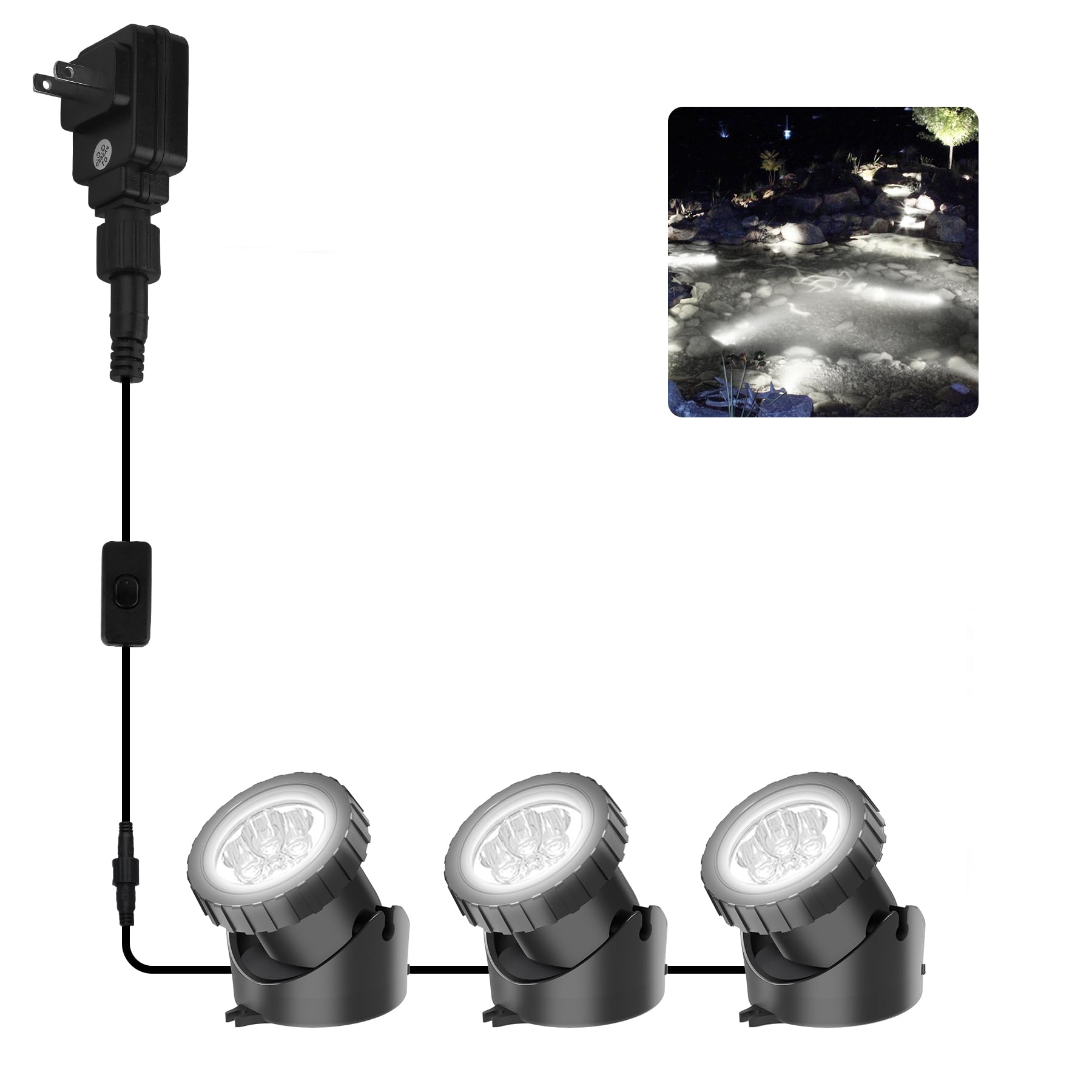 Crepow Cold White Led Pond Lights, Waterproof Submersible Spotlights For Garden & Aquarium (3-Pack)