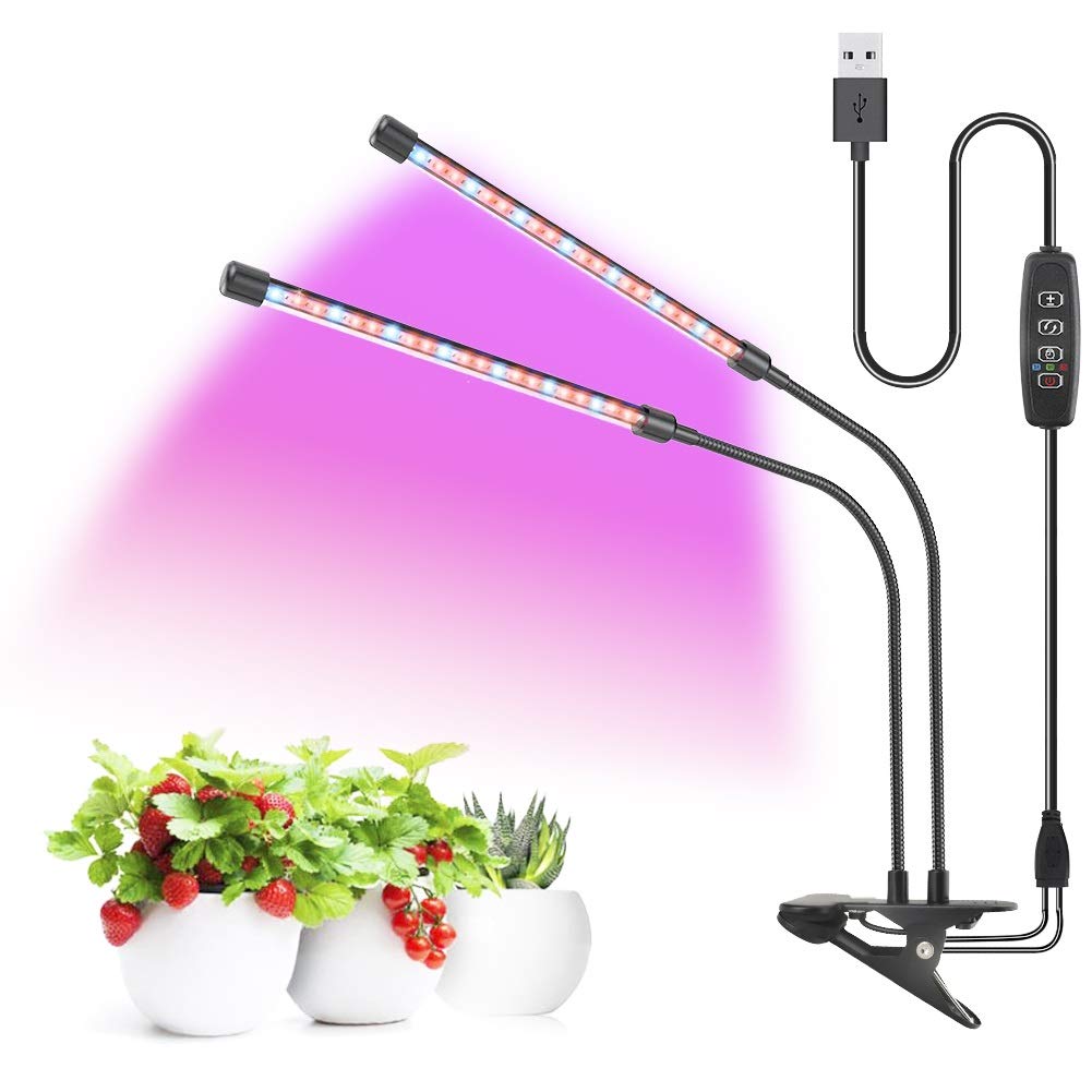 Led Plant Grow Lights For Indoor Plants 40 Led Full Spectrum Dual Head Plant Lights, 3 Switch Modes, 3/9/12H Timer, 9 Dimmable B