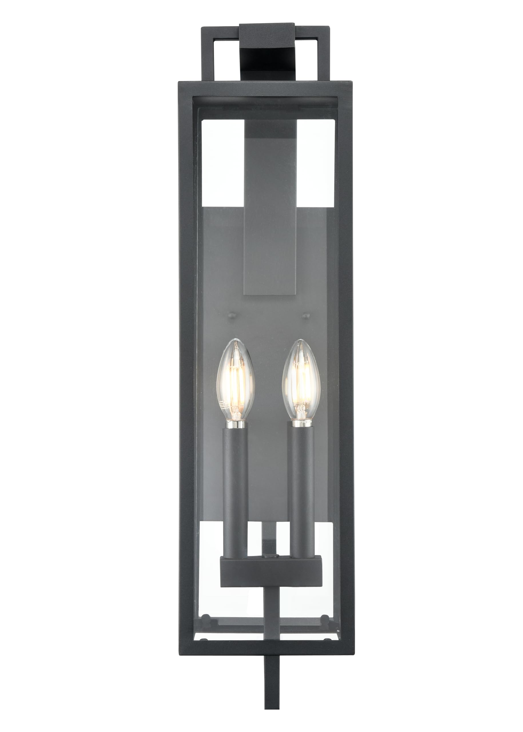 ML Lighting | Lamont Collection | 280002-TBK | 2 Light Outdoor Wall Sconce in Textured Black Finish with Clear Glass Shade | Per