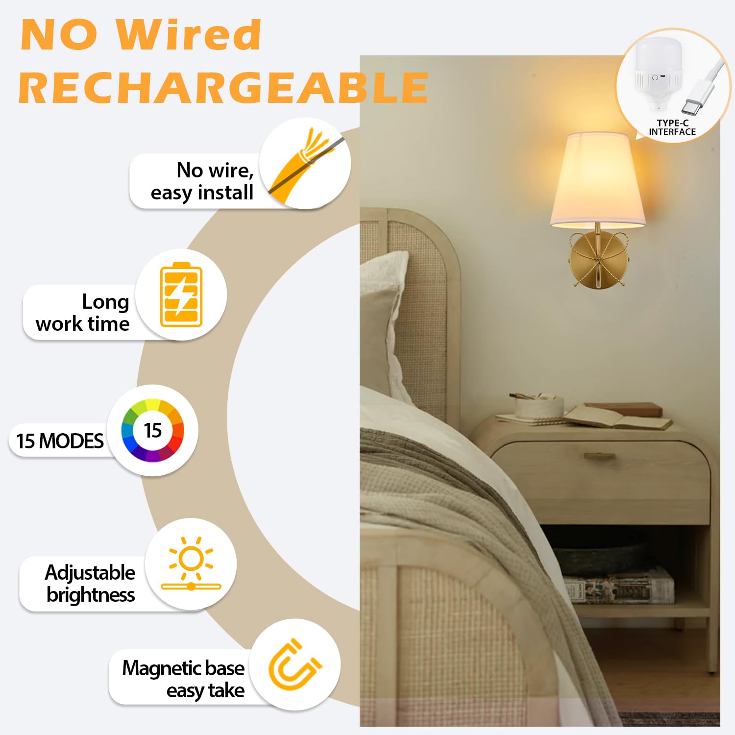 PASSICA DECOR Bow Wireless Wall Sconce Set of 2, Dimmable LED, Rechargeable, 15 Colors, Polished Gold, Battery Operated, Model U729-03-DP