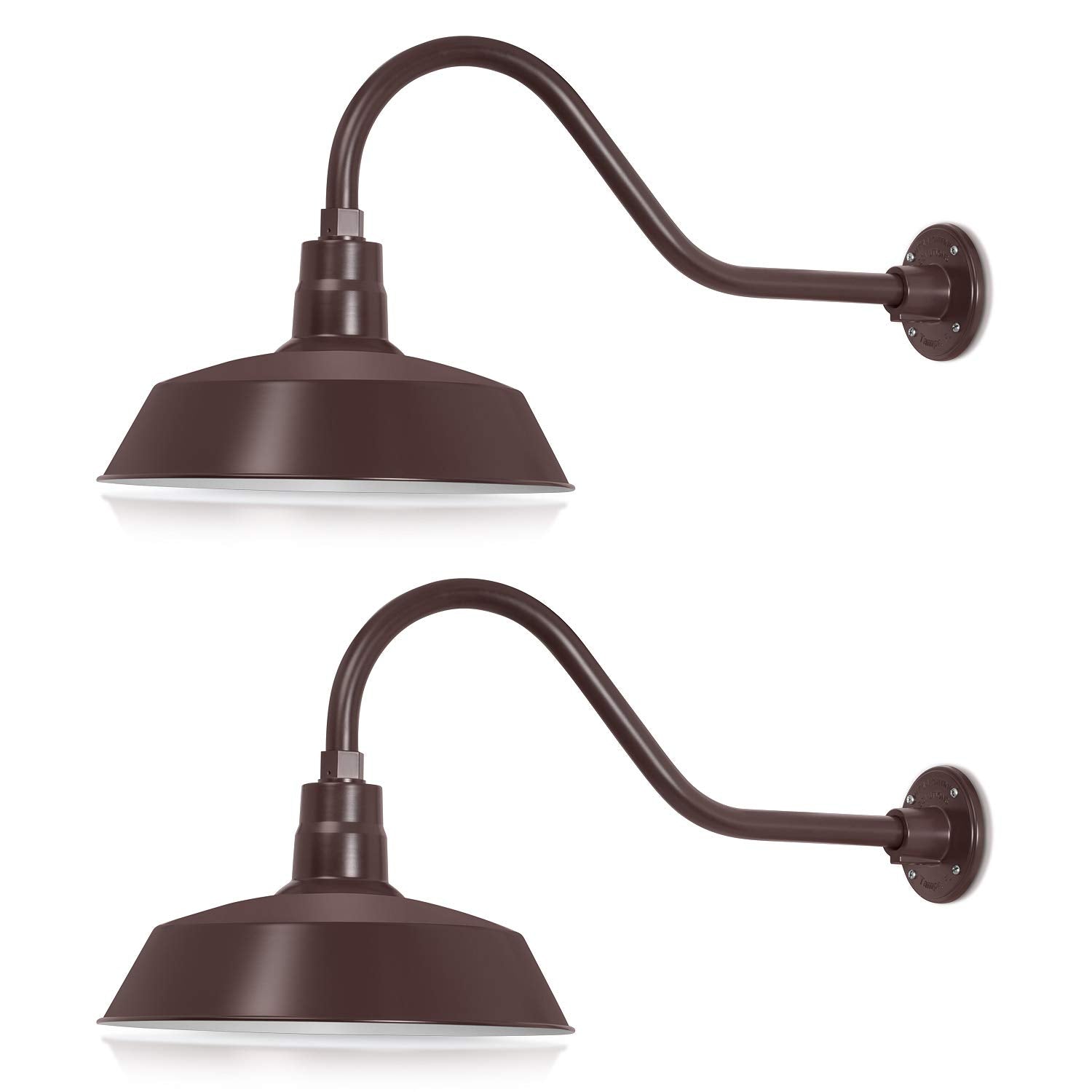 HTM LIGHTING SOLUTIONS Gooseneck Barn Light Fixture 14in. Alloy Steel Architectural Bronze 22in. Arm Model SBL14-BZ-SGN22-BZ-9WA195