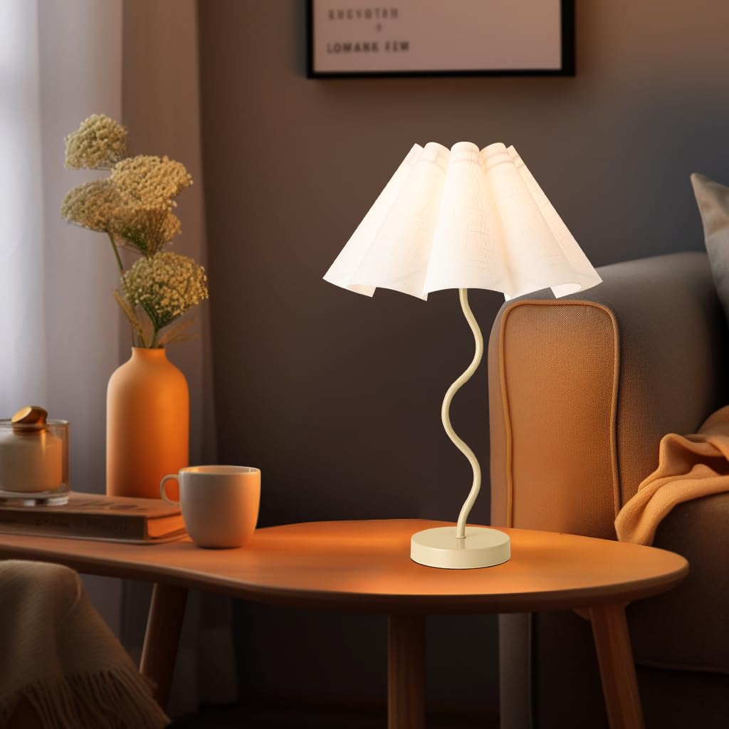 Kunjoulam Small Table Lamp, Bedside Nightstand Lamp With Adjustable Beige Lampshade Black Base, Morden Mini Desk Lamp For Bedroo