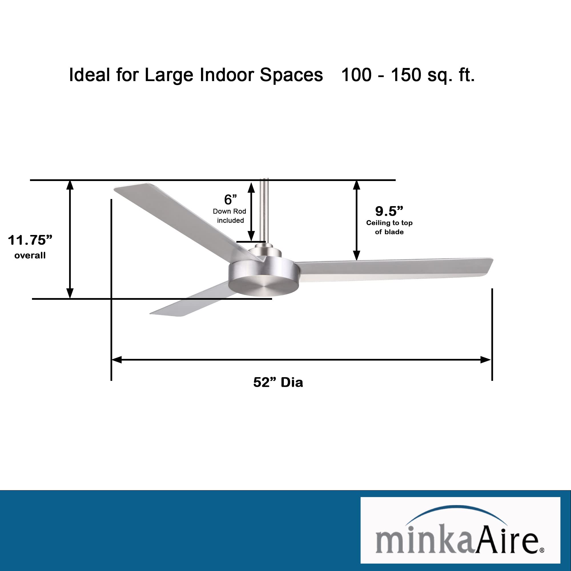 Minka-Aire F524-ABD, Roto, 52 Ceiling Fan, Brushed Aluminum