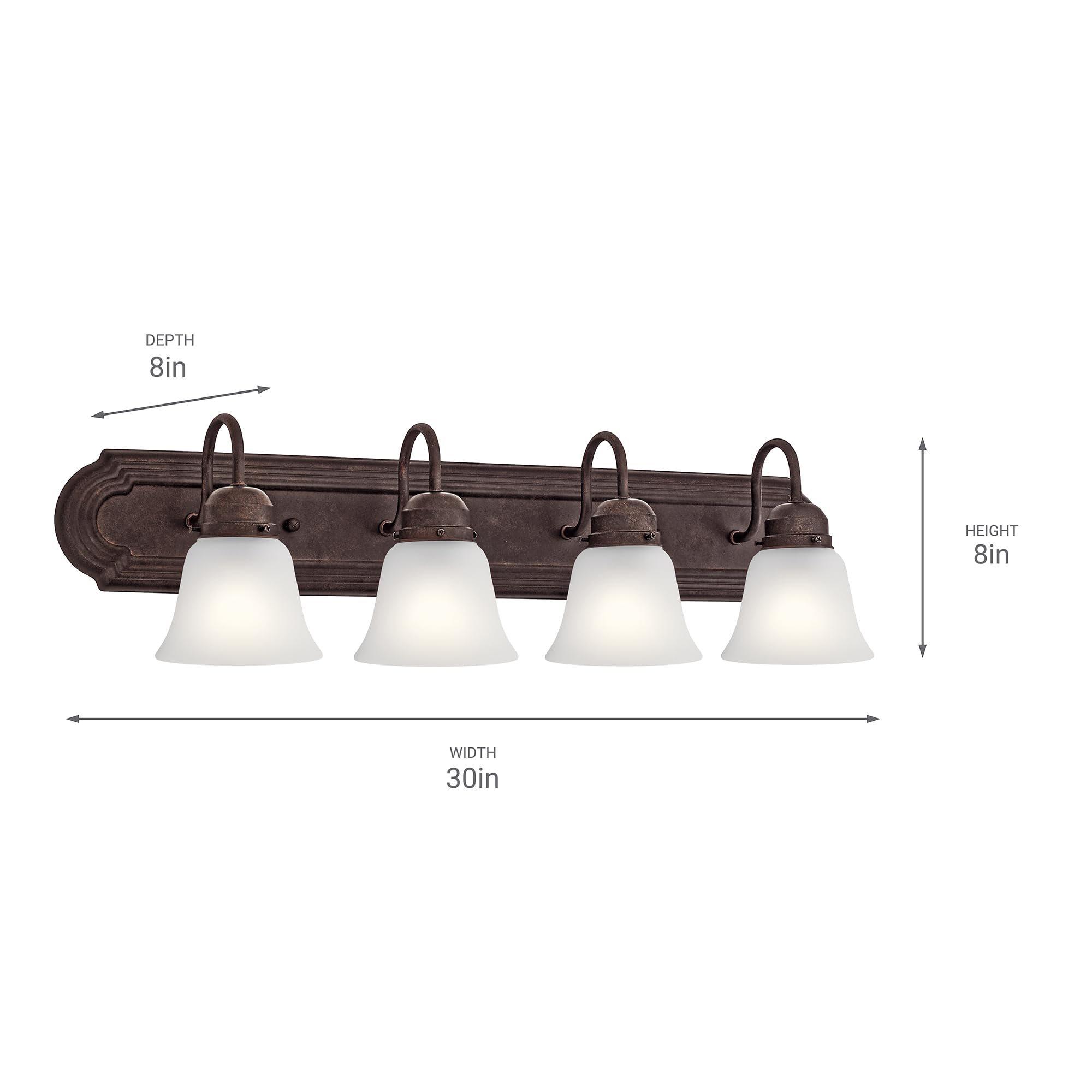 Kichler 5338Tzs Vanity, 4-Light 400 Total Watts, Tannery Bronze,12.25X7.50X4.50, 30''