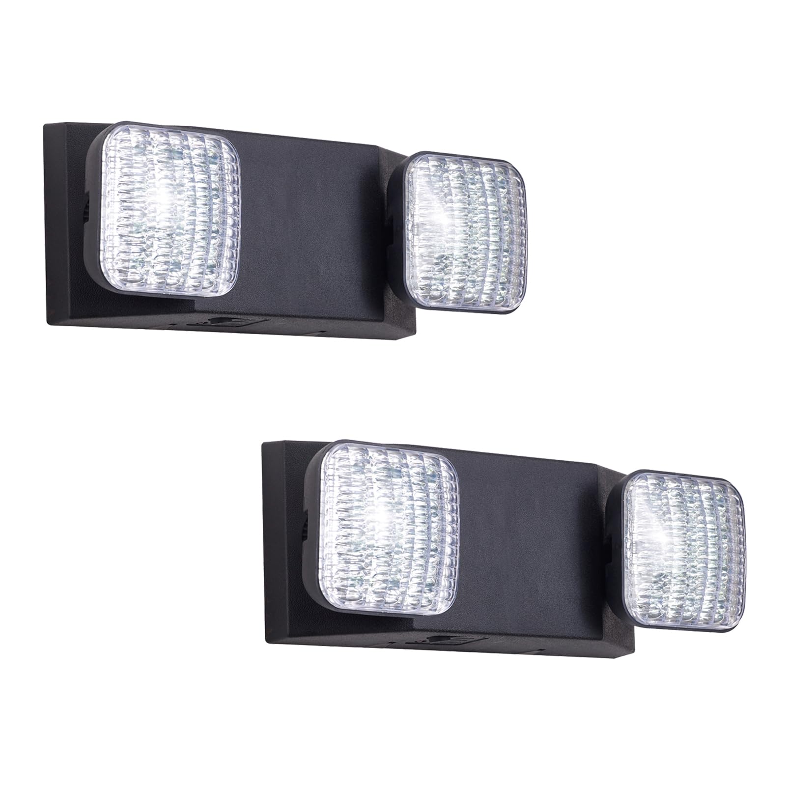 GZRUIYANG Emergency Lights, LED Exit Lighting Fixtures, 2 Pack, UL 924 Certified, Adjustable Heads, Hardwired, Black, Model RY-EM01-BK-2