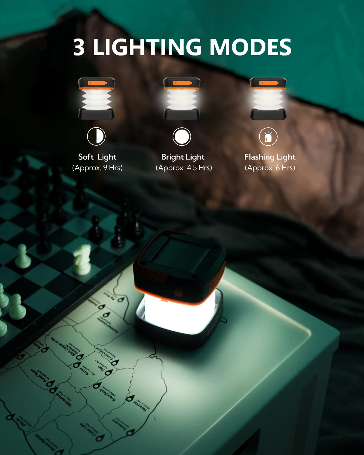 Lumopal Collapsible Solar Camping Light Rechargeable LED Portable USB Solar Lamp IP54 Waterproof Light for Backpacking Gear, Eme