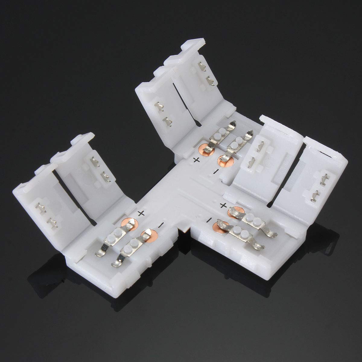 Fsjee 2Pin 8Mm Led Strip Connector Kit Include L Shape 2 Pin Right Angle Corner Connector, T Shape Connector, Solderless Gapless