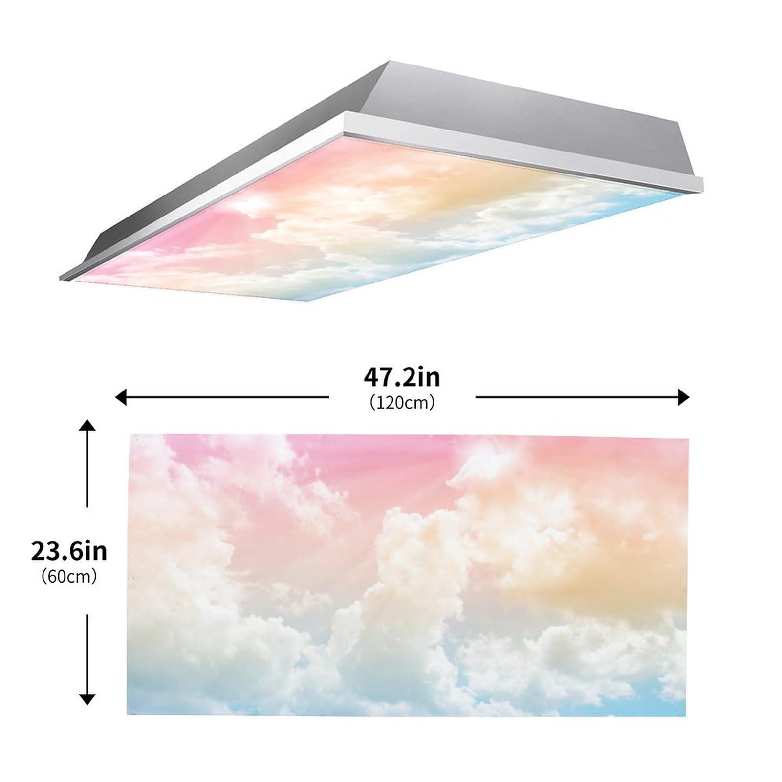 RoseFace 2PCS Fluorescent Light Covers, Evening Glow Cloud, Polymer, 4x2 Feet, Magnetic Filters for Classroom & Office