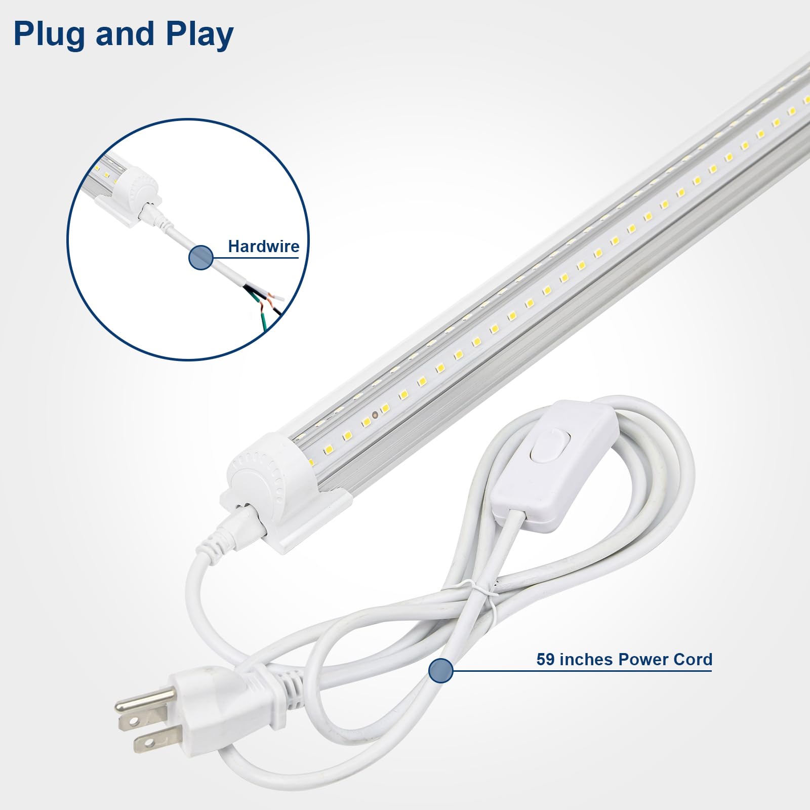 Epestoec 4Ft Led Shop Light,6300Lm,42W,6500K Super Bright White,V Shape Integrated T8 Led Tube Light,High Output Linkable Shop Lights