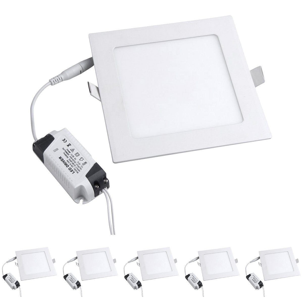 MODOAO 5 Pack 18W LED Panel Light Lamp, Square LED Recessed Downlight Panel Ceiling Lighting with LED Driver, AC85-265V, Hole Si
