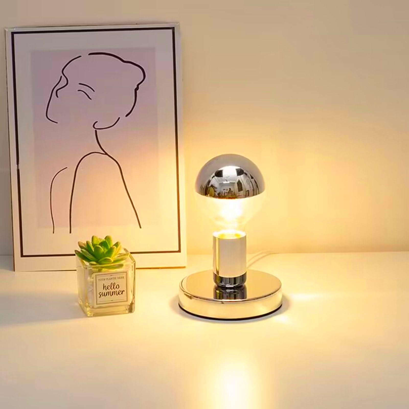 Xihome Simple Unique Lamp Base Only,Mini Bedside Table Lamp Bases,E26 Edison Light Bulb Stand Lamps For Small Spaces,Minimalist