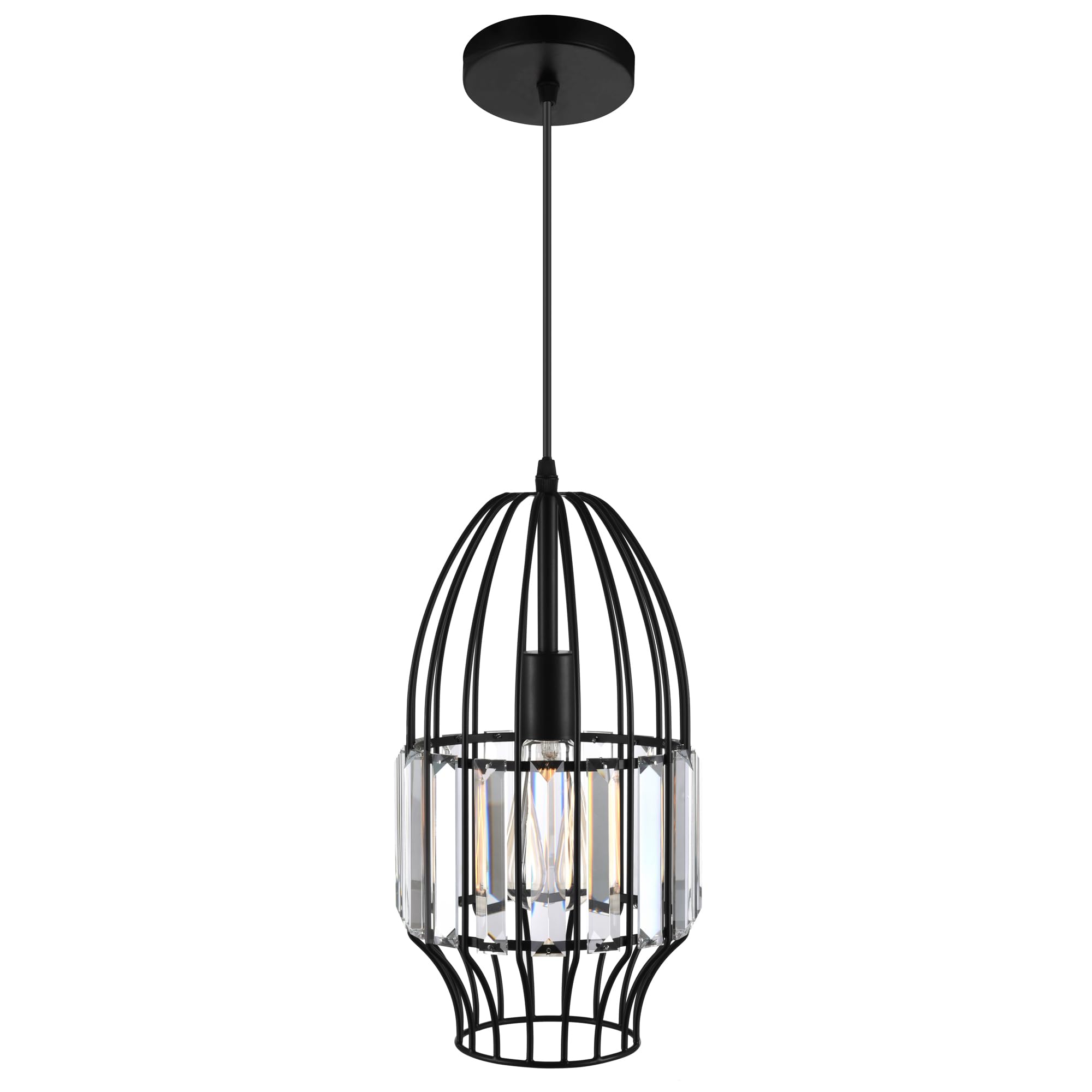 Cwi Lighting Alethia Black Metal Mini Pendant Light - Contemporary 1 Light Design