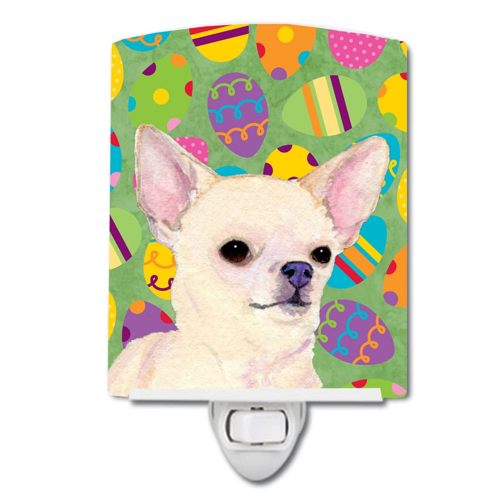 Carolines Treasures Ceramic Night Light, Chihuahua Easter Eggtravaganza, UL-Certified, 6x4x3in, Multicolor, Model SS4817CNL