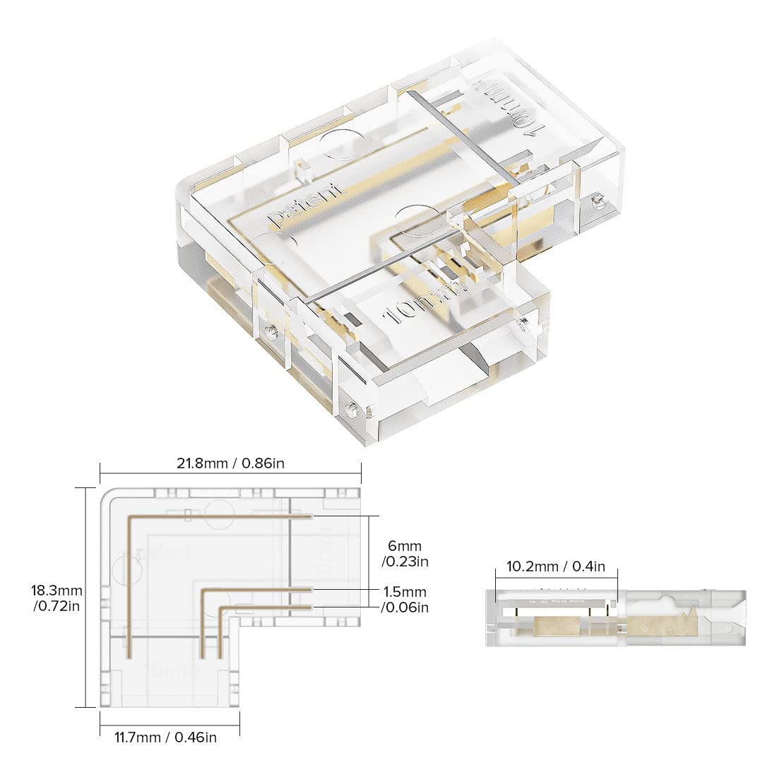 Btf-Lighting Cob 10Mm/0.39In Width Led Connector Kit 6Pcs 3 Pin Transparent Gapless L-Shaped 4Pcs 4Pin Strip To Strip Connectors For Pwm Fcob Cct(+ Cw Ww) Led Lights
