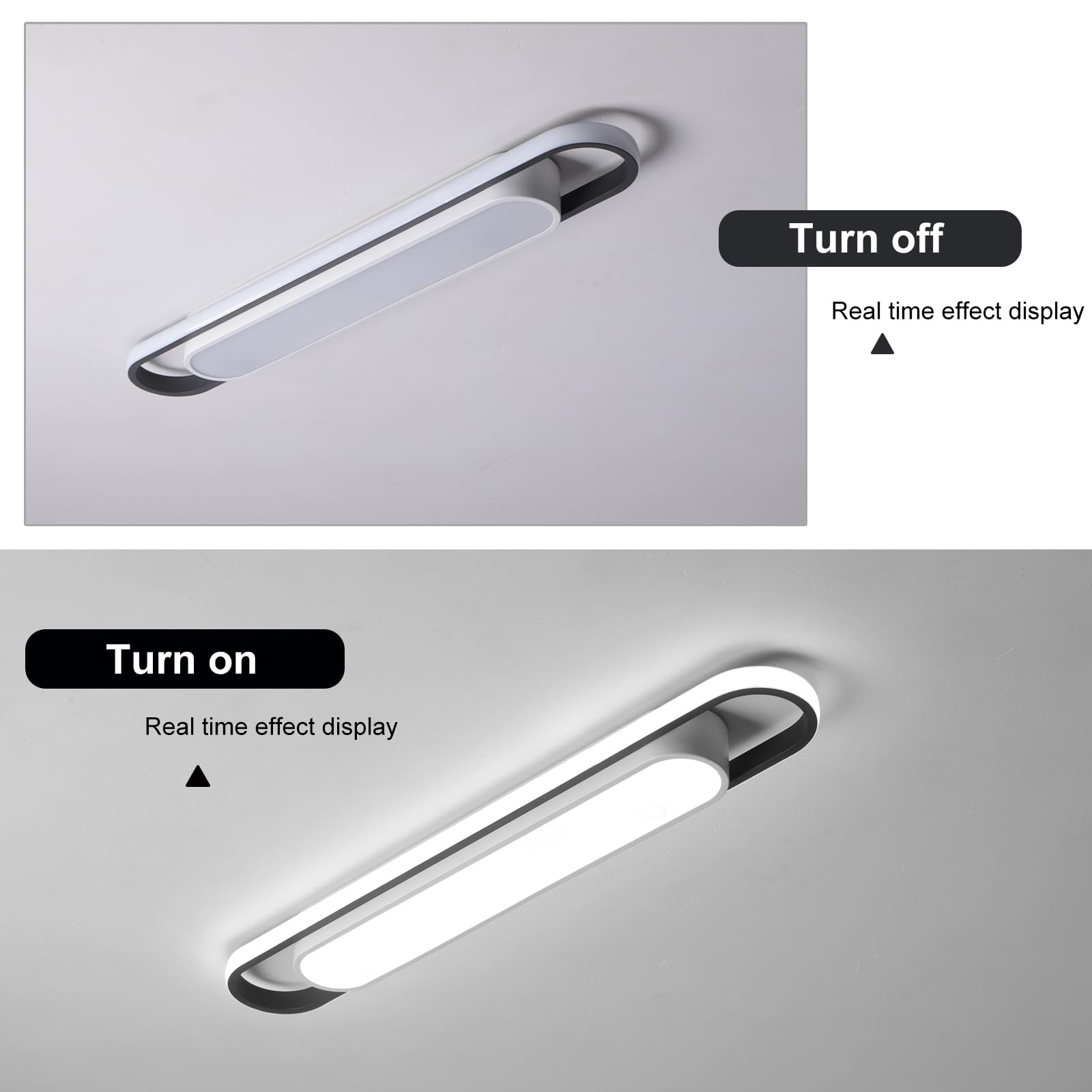 Naroume Modern Led Ceiling Light,28.3'' Flush Mount Ceiling Lamp,40W 6500K Linear Metal Ceiling Chandeliers Lighting Fixture For