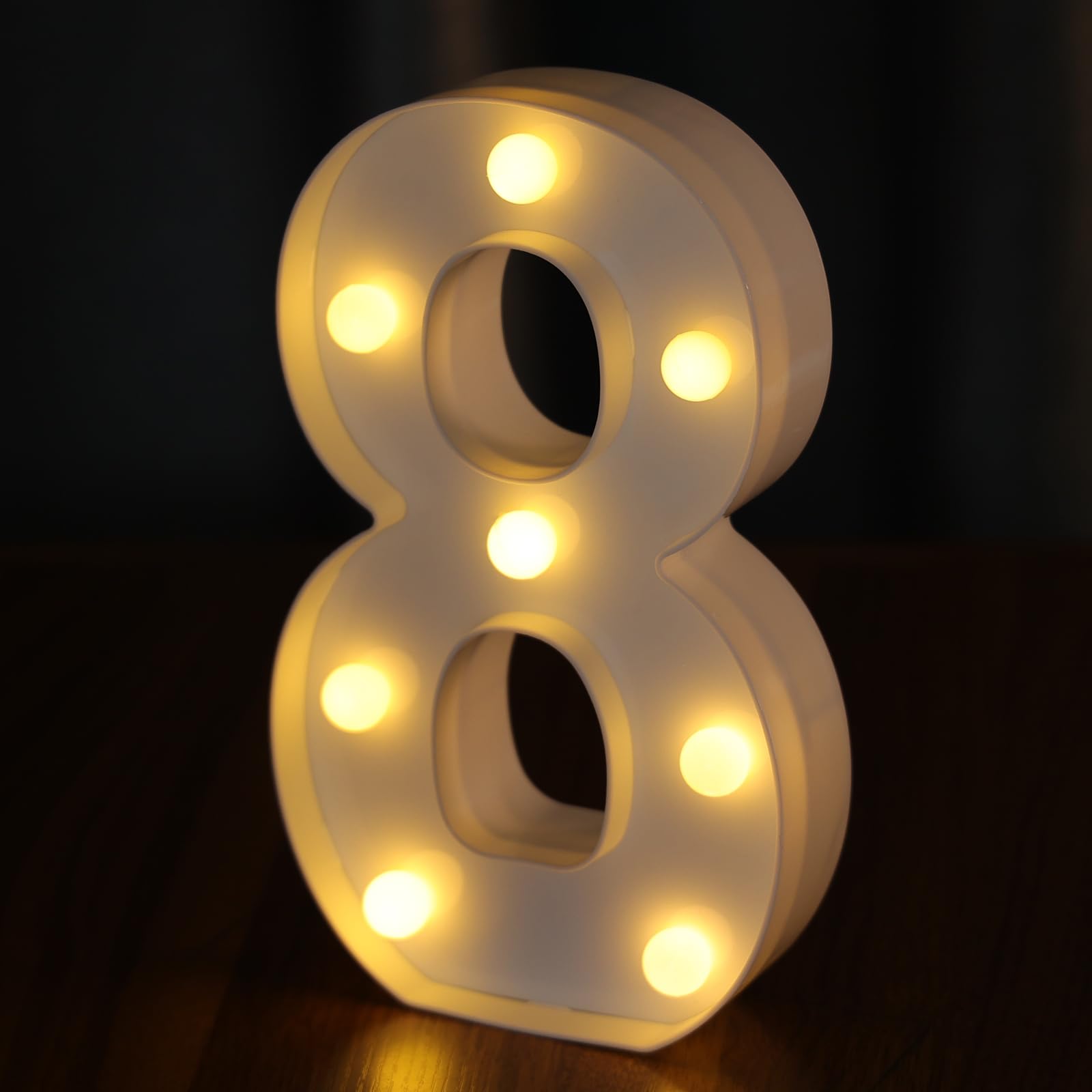 IFDGCTK Light Up Number 8 - Decorative LED Letter Light, Battery Powered, Warm Light, Plastic for Home Decor and Parties