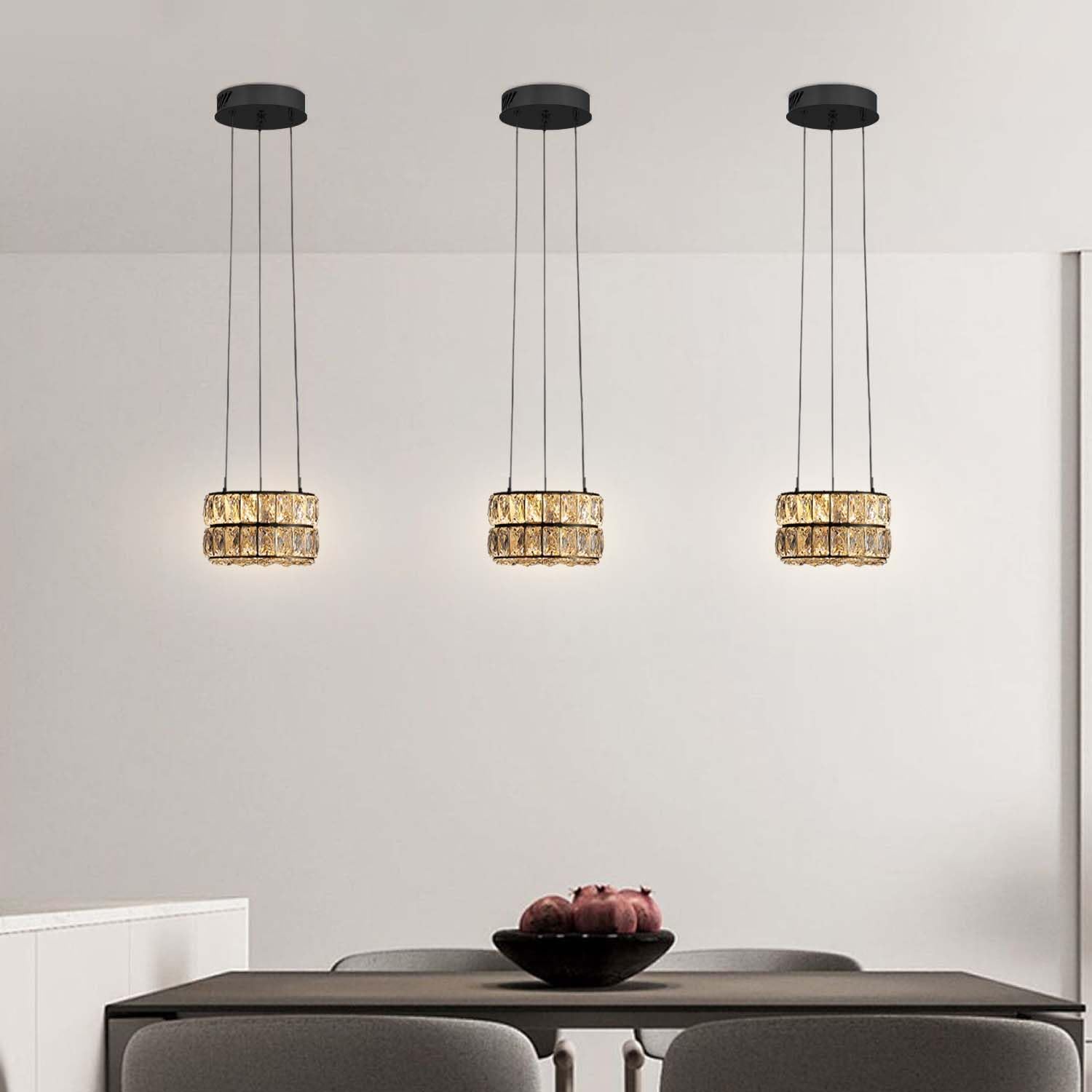 Idequy 47.5 Inch Large Black Chandelier Round Crystal Chandelier Light For High Ceiling Ring Pendant Hanging Ceiling Light Led D