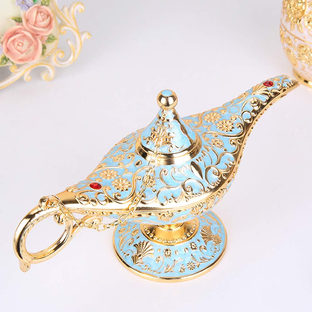 ANQIA Vintage Aladdin Genie Lamp - Zinc Alloy Table Decoration & Gift - Light Blue