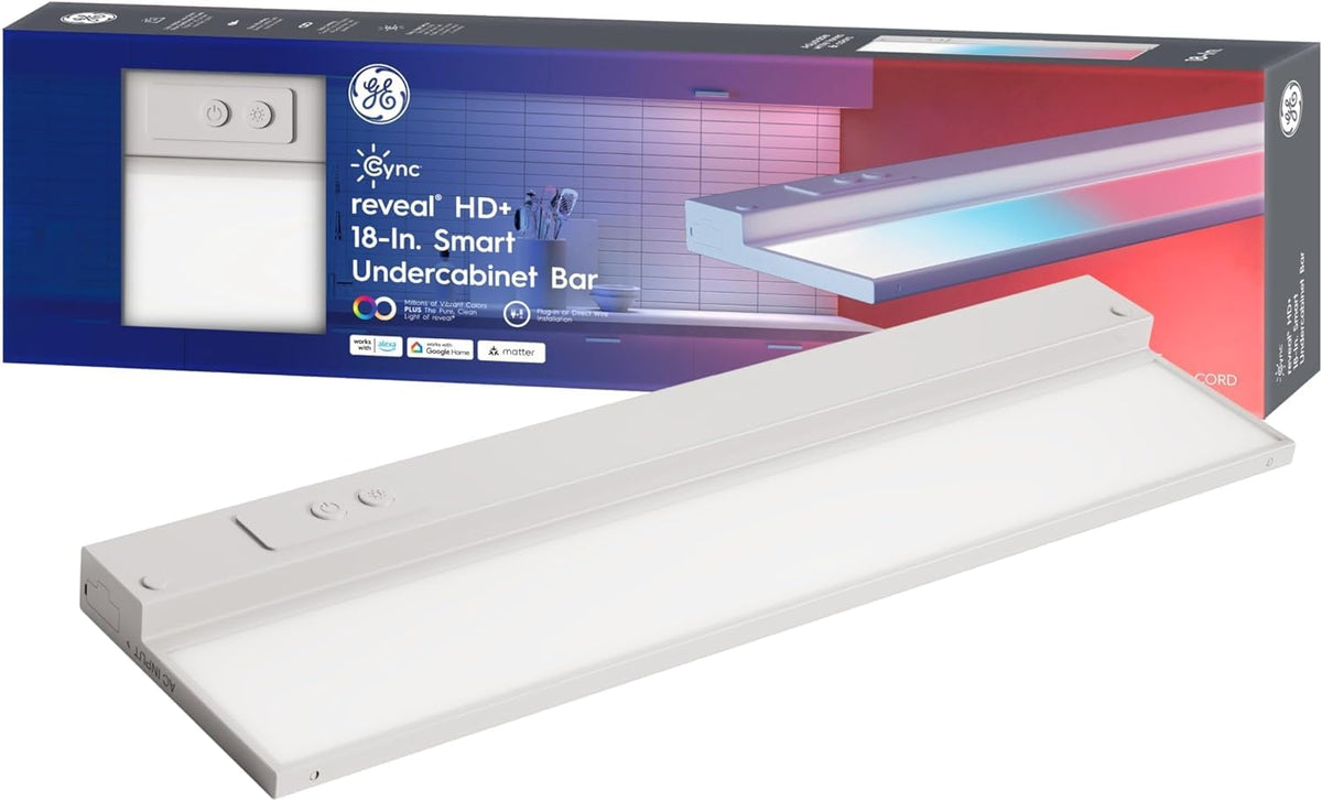 GE Cync Reveal HD+ Smart Undercabinet Light Fixture, Color Changing Undercab Light, Smart Wi-Fi Kitchen Light, Works with Alexa 
