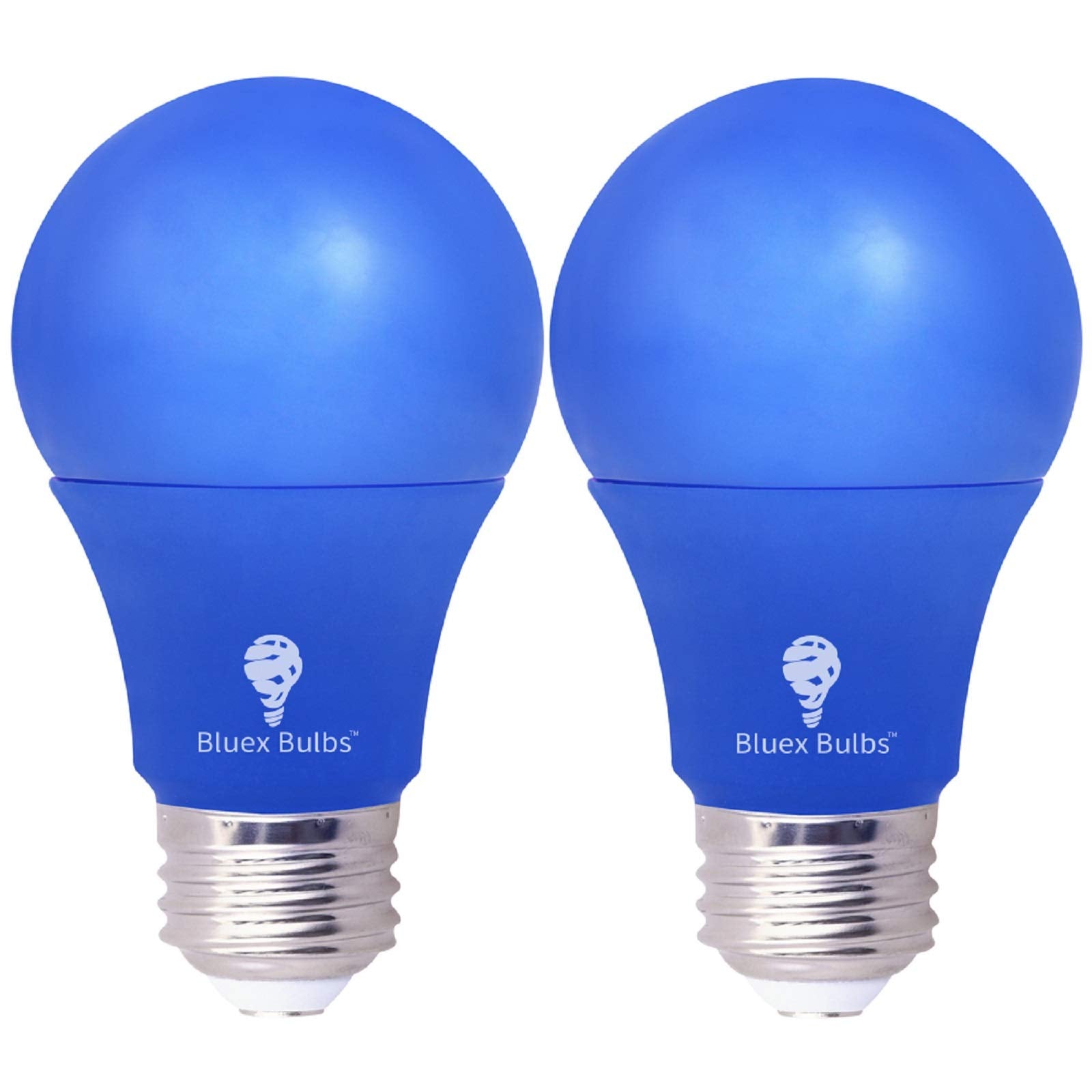 Bluex Bulbs LED A19 Light Bulb 9W (60W Equivalent) E26 Base, 2 Pack, Blue Color for Home and Holiday Lighting