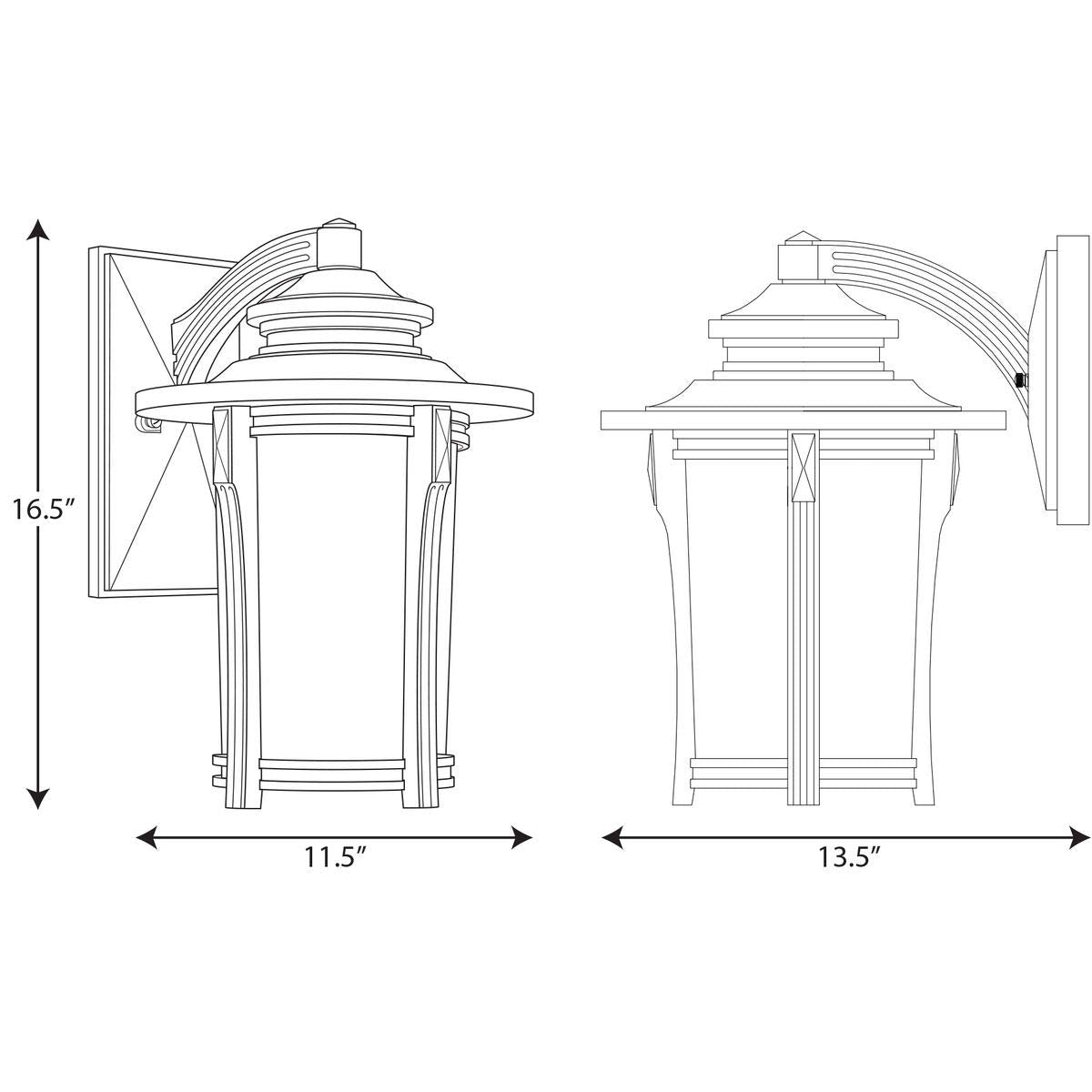 Progress Lighting Pedigree Collection 1-Light Wall Lantern, Etched Seeded Glass, Brown, Model P5982-97MD