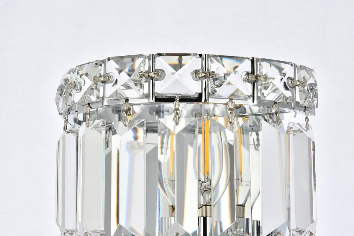 Elegant Lighting 2-Light Wall Sconce, Chrome Finish, Royal Cut Crystals, Model 2030W6C/RC, Size 6in x 12in