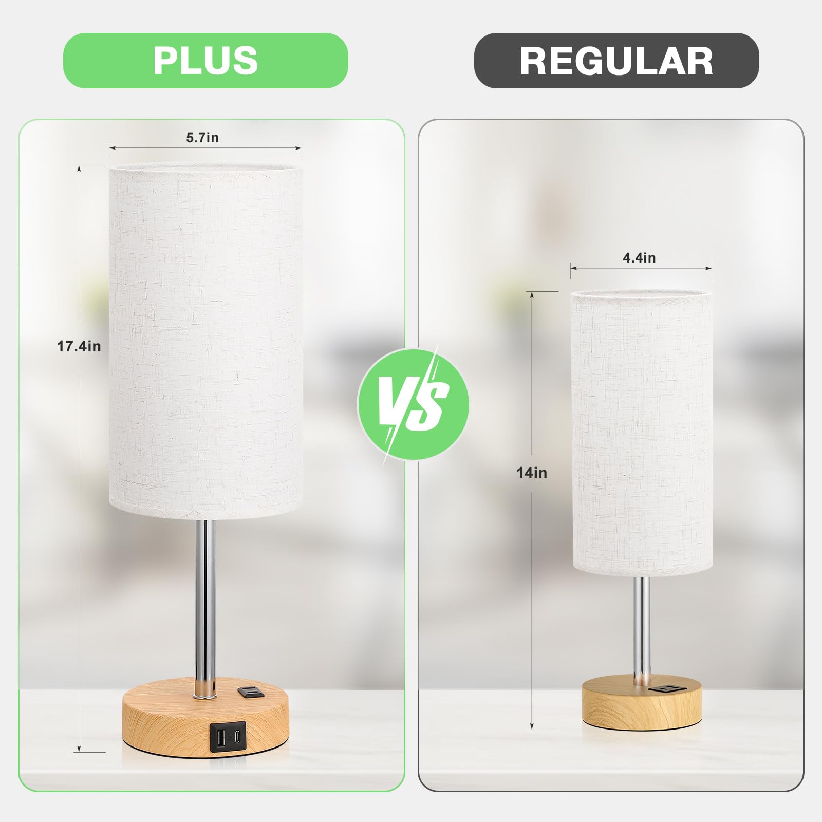 Touch Bedside Table Lamp With Usb - 3 Way Dimmable Wood Lamp For Bedroom Nightstand, Desk Lamp With Charging Station For Dorm, O