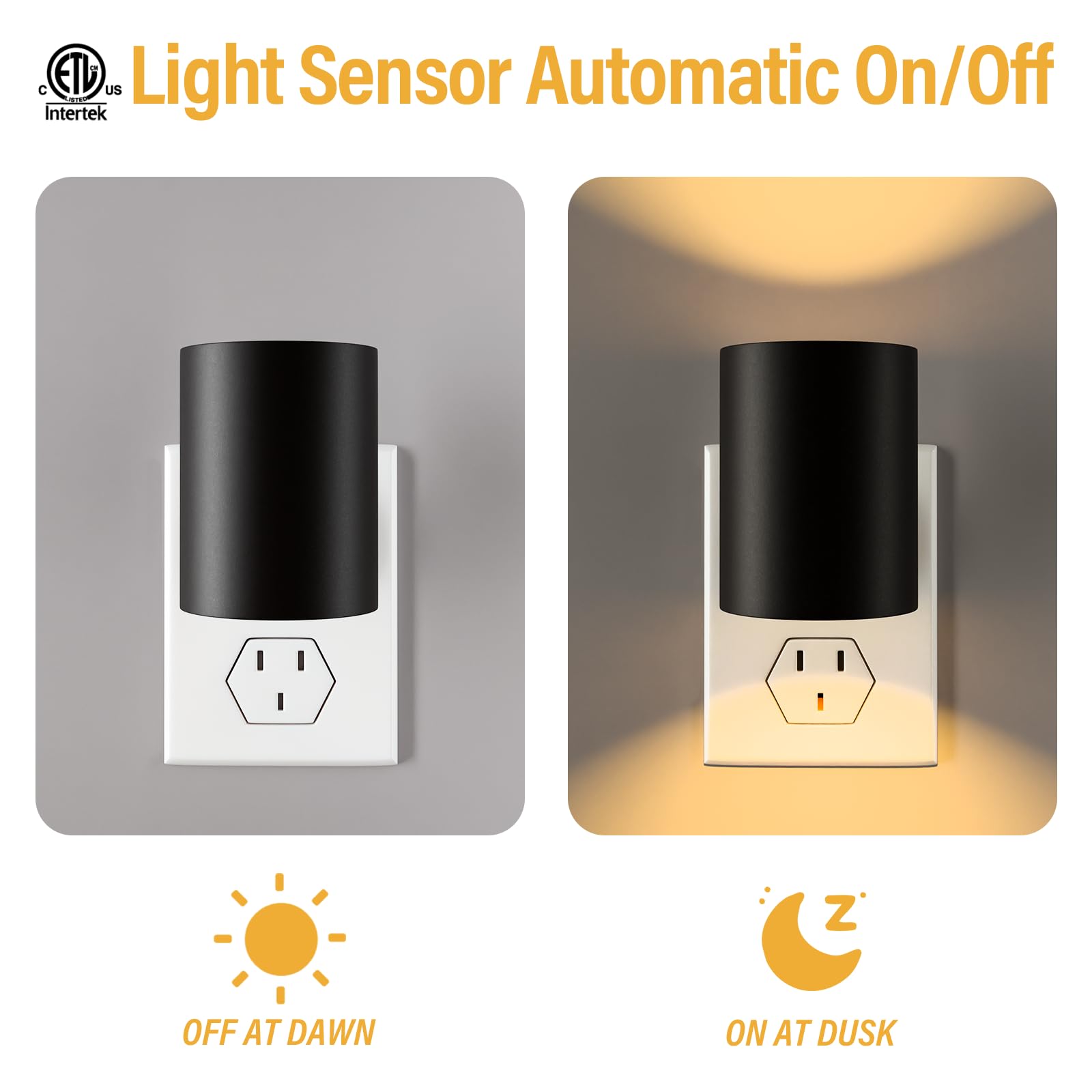 NOVELUX Night Lights Plug into Wall, 2700K Brightness Adjustable, Dusk to Dawn Sensor, 6 Pack, Warm-spotlight, Model NX-US-NL-1.2