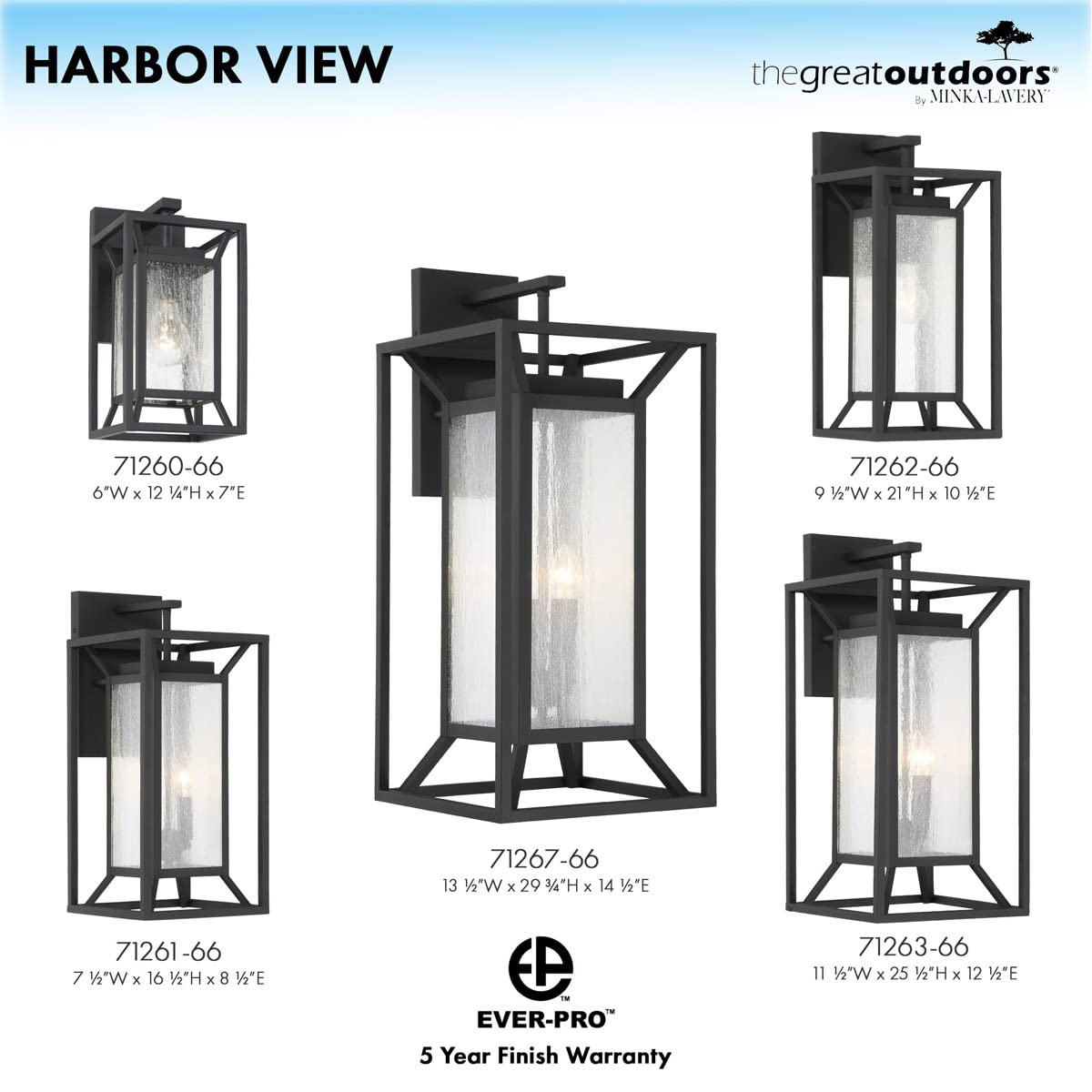 Minka Lavery Harbor View Outdoor Wall Sconce, 1-Light Clear Seeded Glass, Sand Coal, 60W