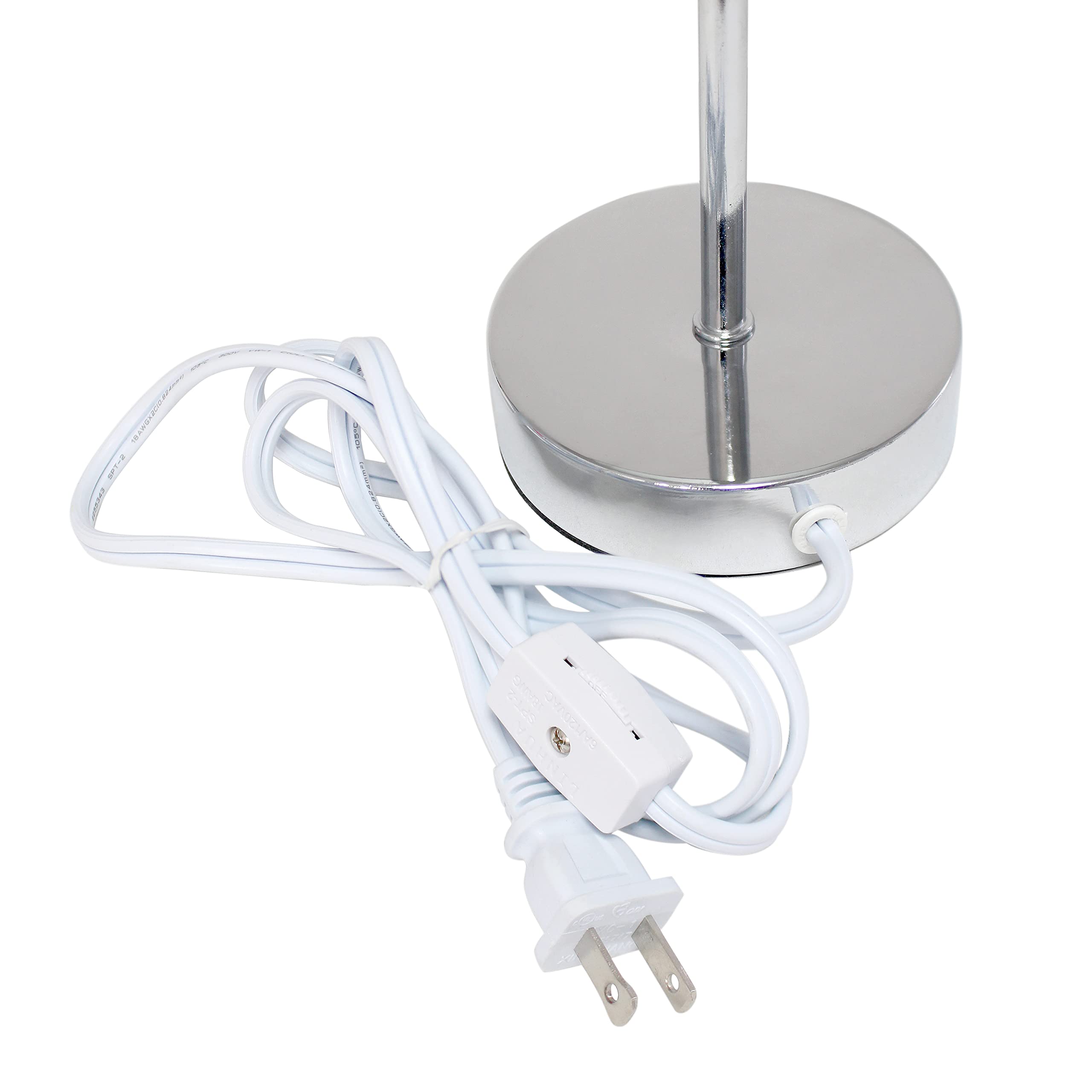 Simple Designs Lt2007-Bpk Mini Table Lamp, Chrome, Fabric Shade, Blush Pink, No Bulb