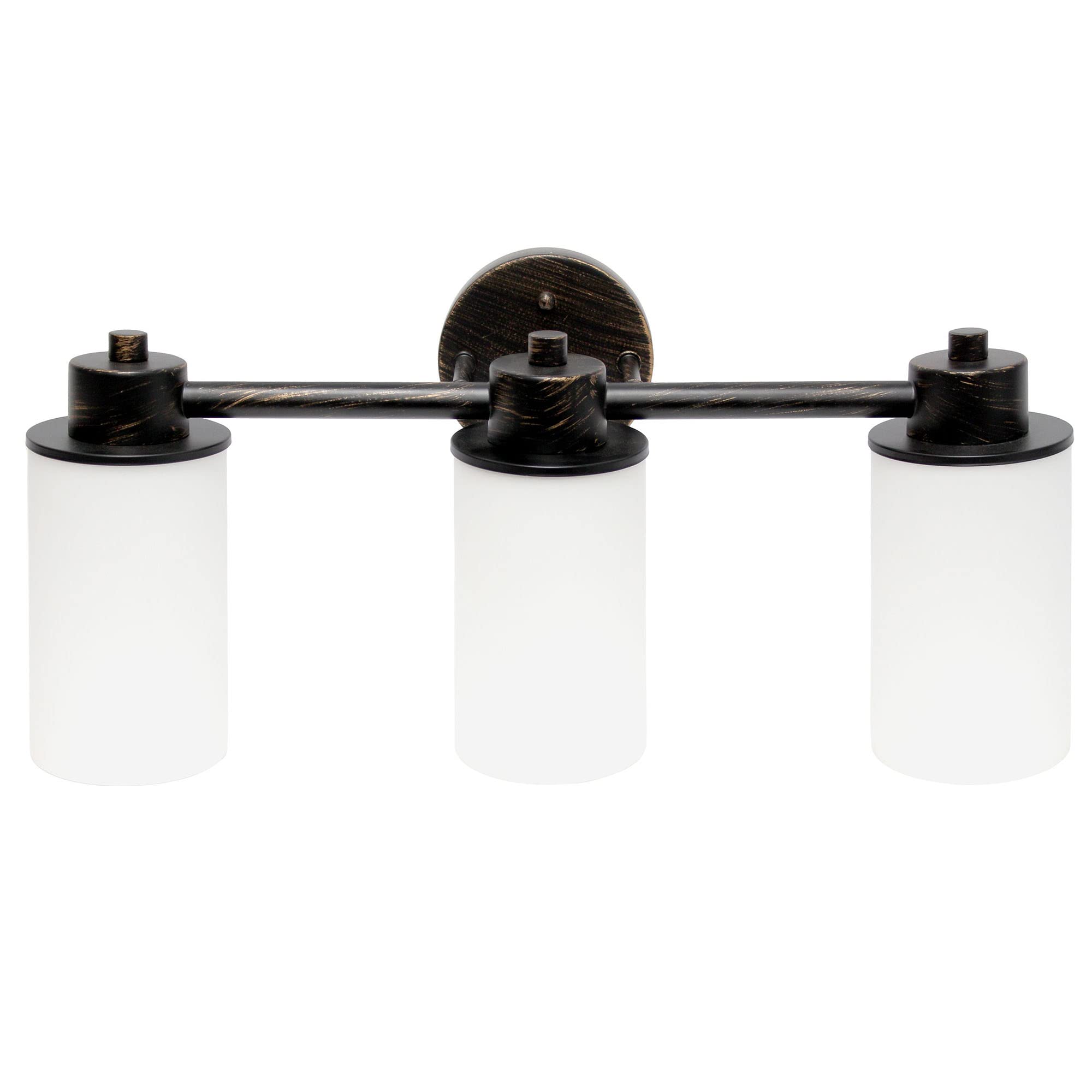 Simple Designs VT1024-ORB 20.75in Wall Mounted Vanity Fixture, 3 Light, Metal & Milk White Glass, Oil Rubbed Bronze