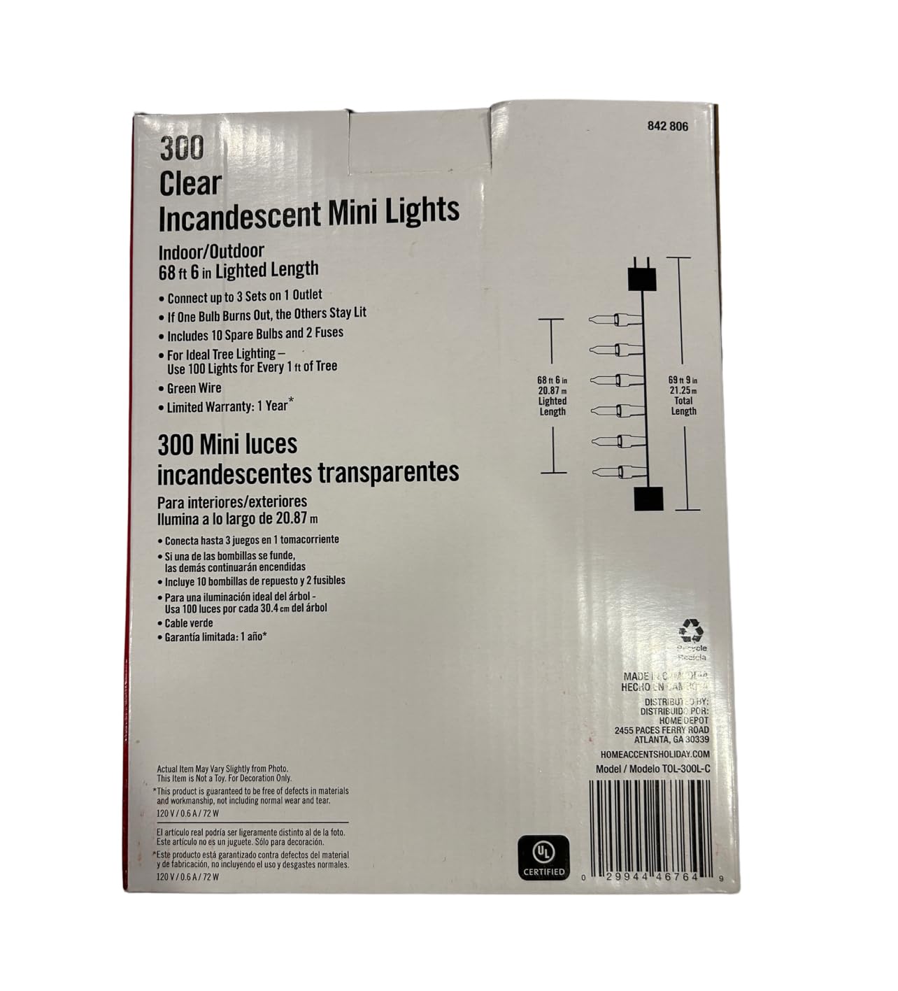 Home Accents Holiday 300 Mini Lights - 68 ft Lighted Length, White, Model SG_B00IU96ZTS