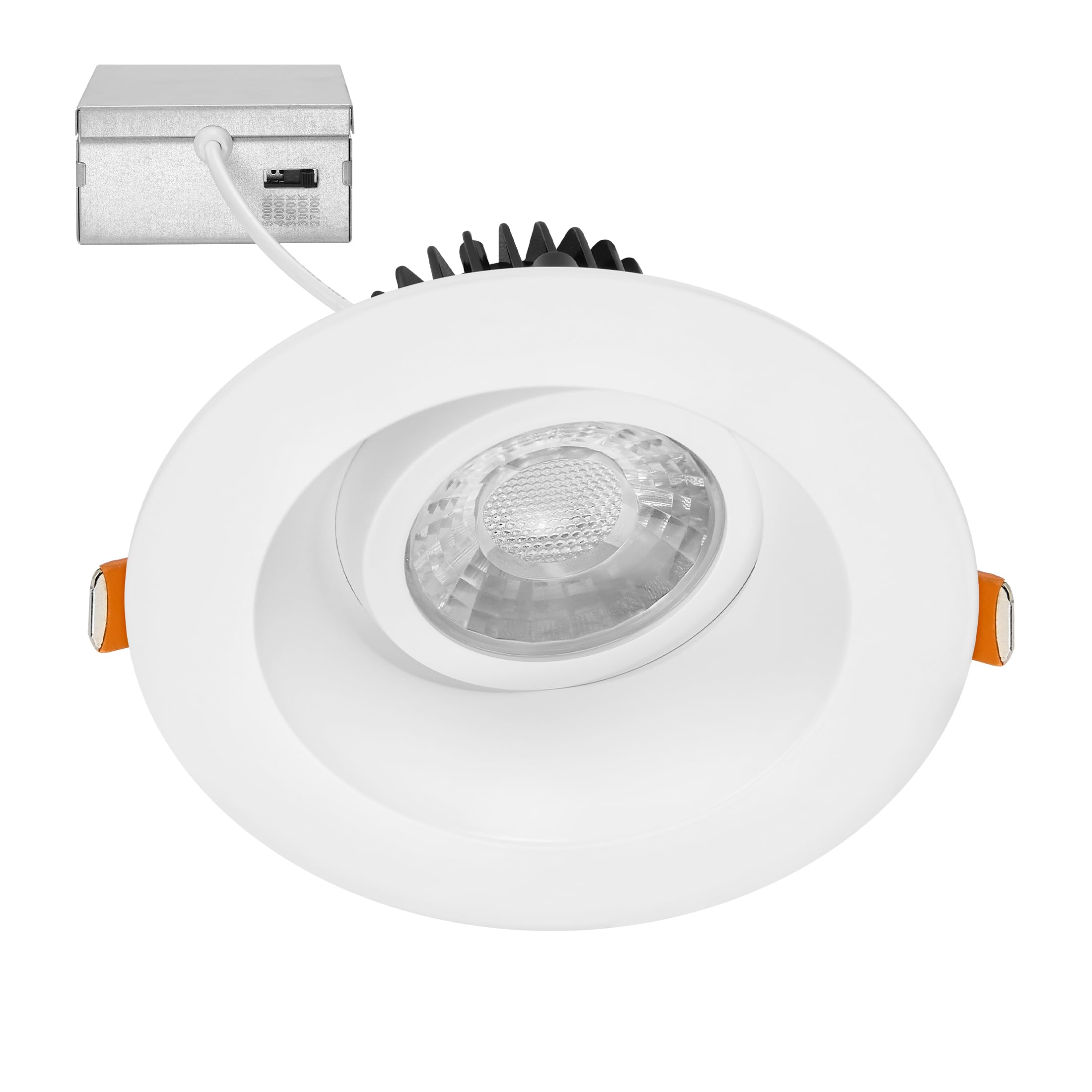Maxxima 4 in. Adjustable Recessed Anti-Glare LED Gimbal Downlight, Canless, 1100 Lumens Color Selectable 2700K/3000K/3500K/4000K