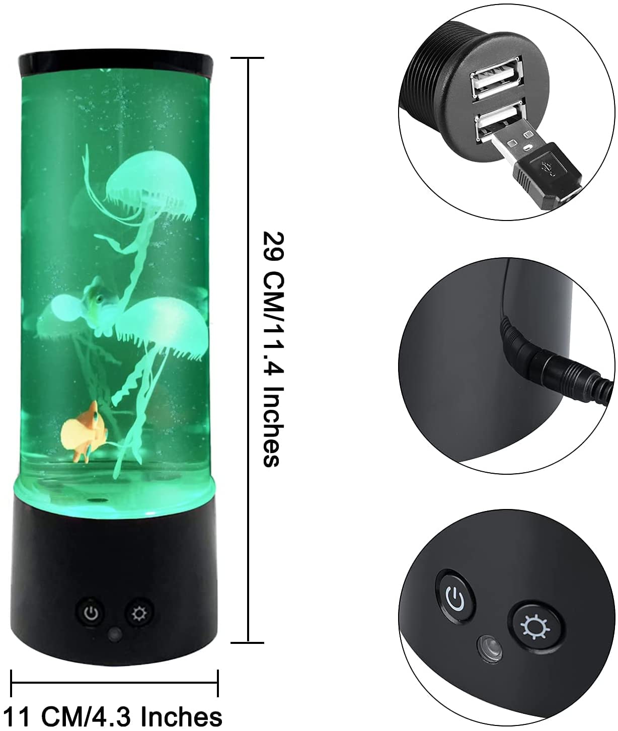 LEHAHA Jellyfish Lamp 16 Color Changing Mood Light with Remote Control, USB/Battery, for Home Office Decor, Model 6602