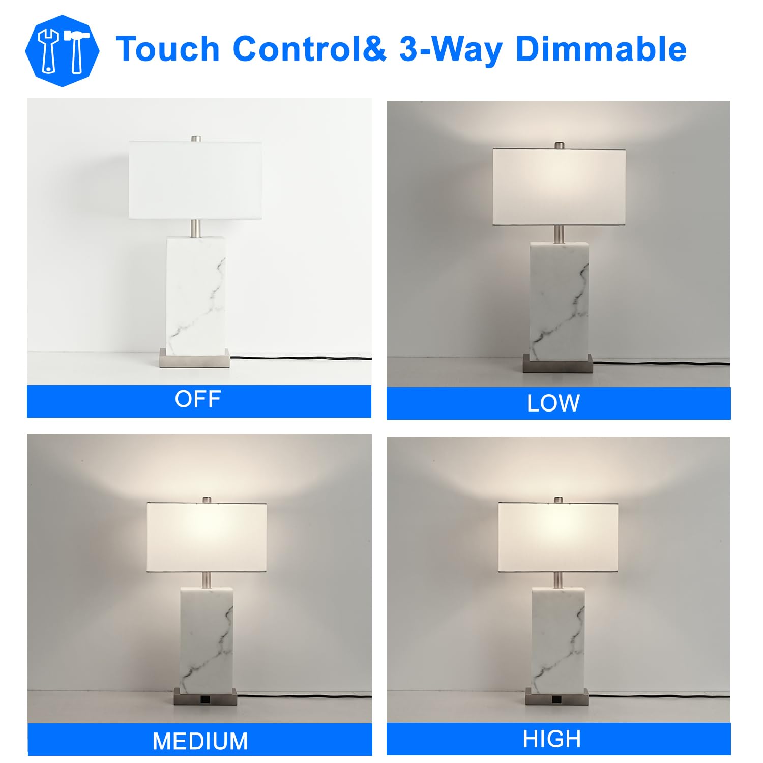 Momyofdy 24&quot; Silver Table Lamp Set Of 2, Usb Ports, 3-Way Dimmable, Faux Silk