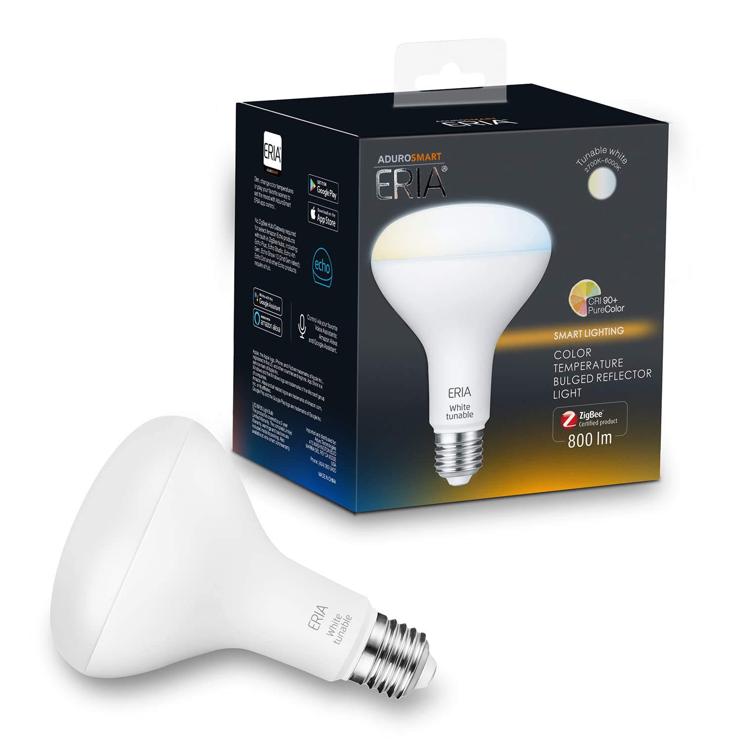 Eria Tunable White Smart Br30 Zigbee Bulb, Works With Adurosmart, Hue*, Smartthings, Amazon Echo (4Th Gen), Alexa, Ha, Google As