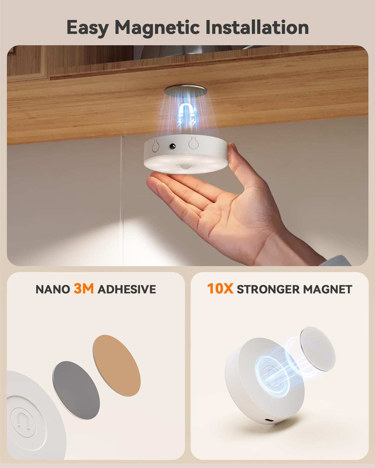 Puck Lights With Remote Control  Rechargeable Under Cabinet Lighting  3 Color Temps  12 Rgb Color Led Motion Sensor Lights Wireless  Dimmable Under Counter Lights For Closet  Kitchen